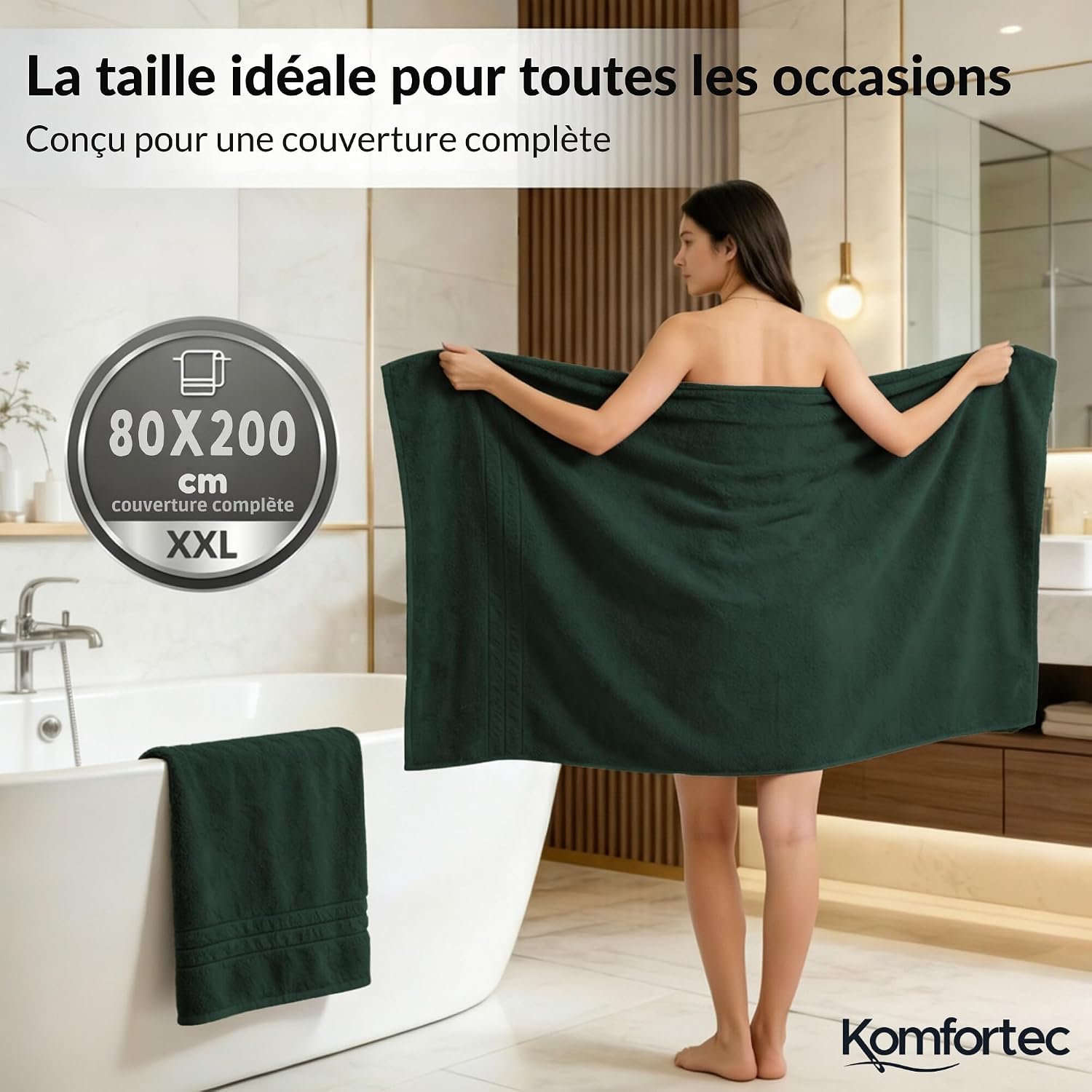 Thumbnail 1 de Komfortec Serviettes Sauna 80 x 200 cm