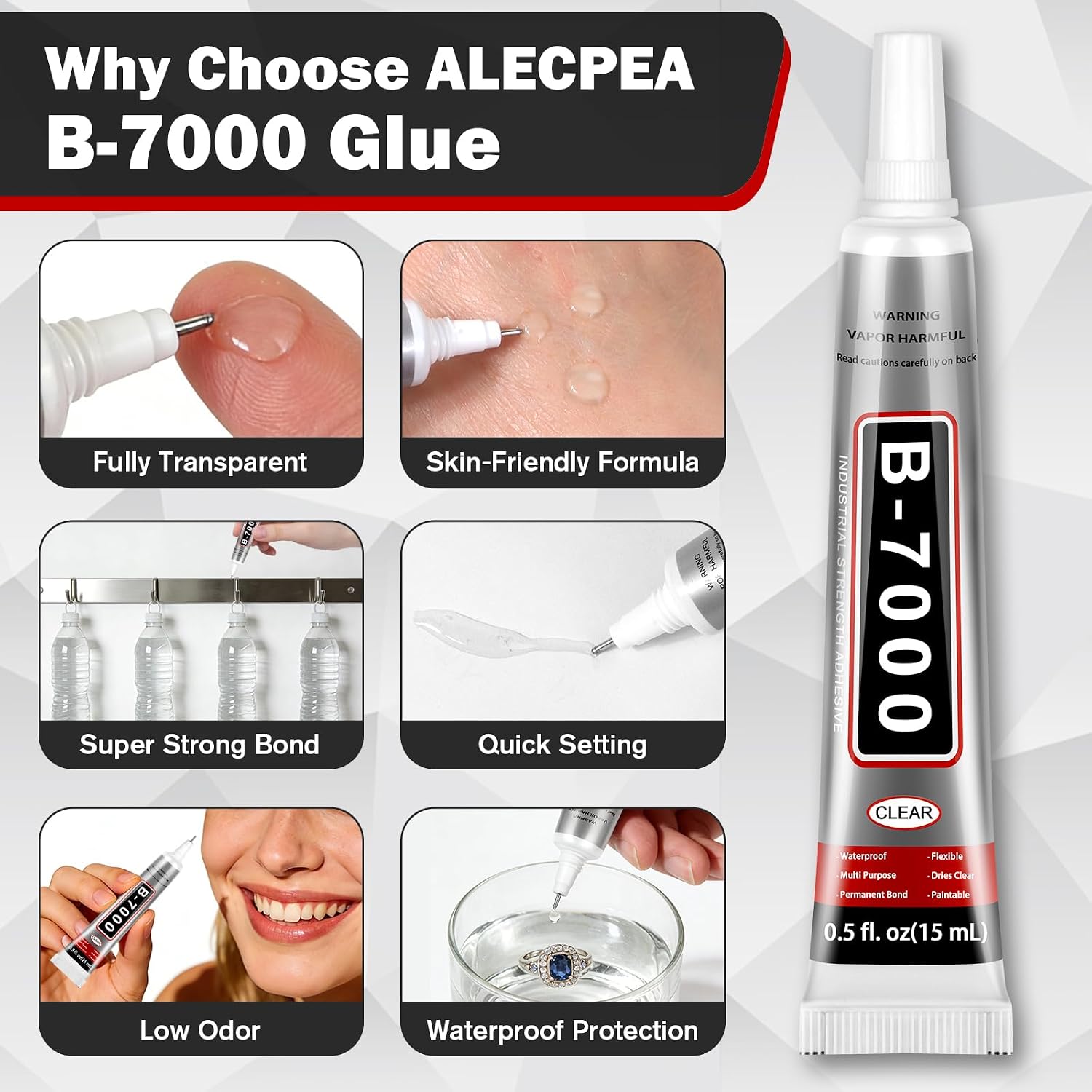 Thumbnail 5 de B7000 Craft Glue 15ml 12-Pack – Premium Clear Adhesive for Rhinestones, Nail Art, Jewelry & DIY