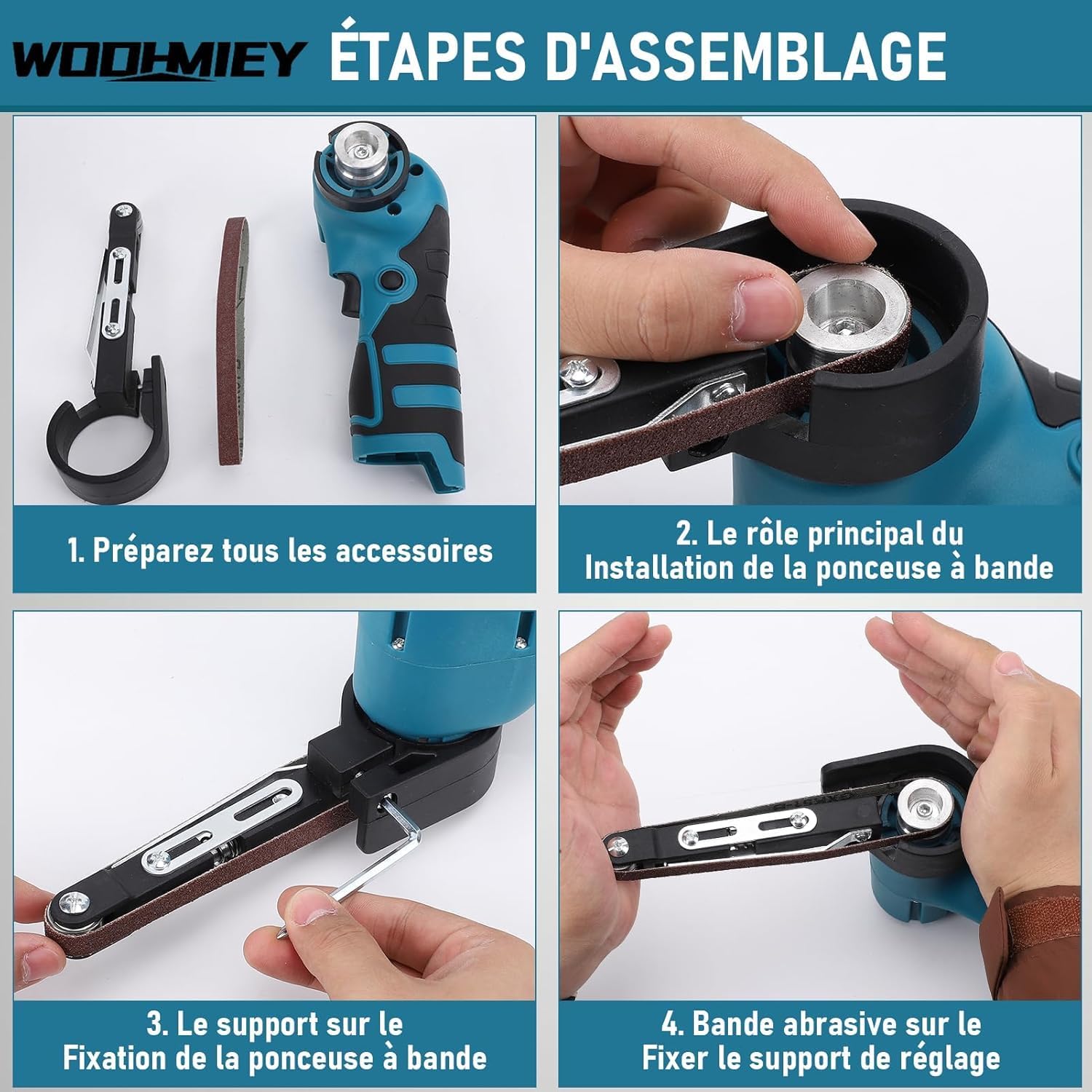 Detalle 1 de WODHMIEY WODHMIEY10112403396 handbandschuurmachine, 16,8 V, 7.000 tpm