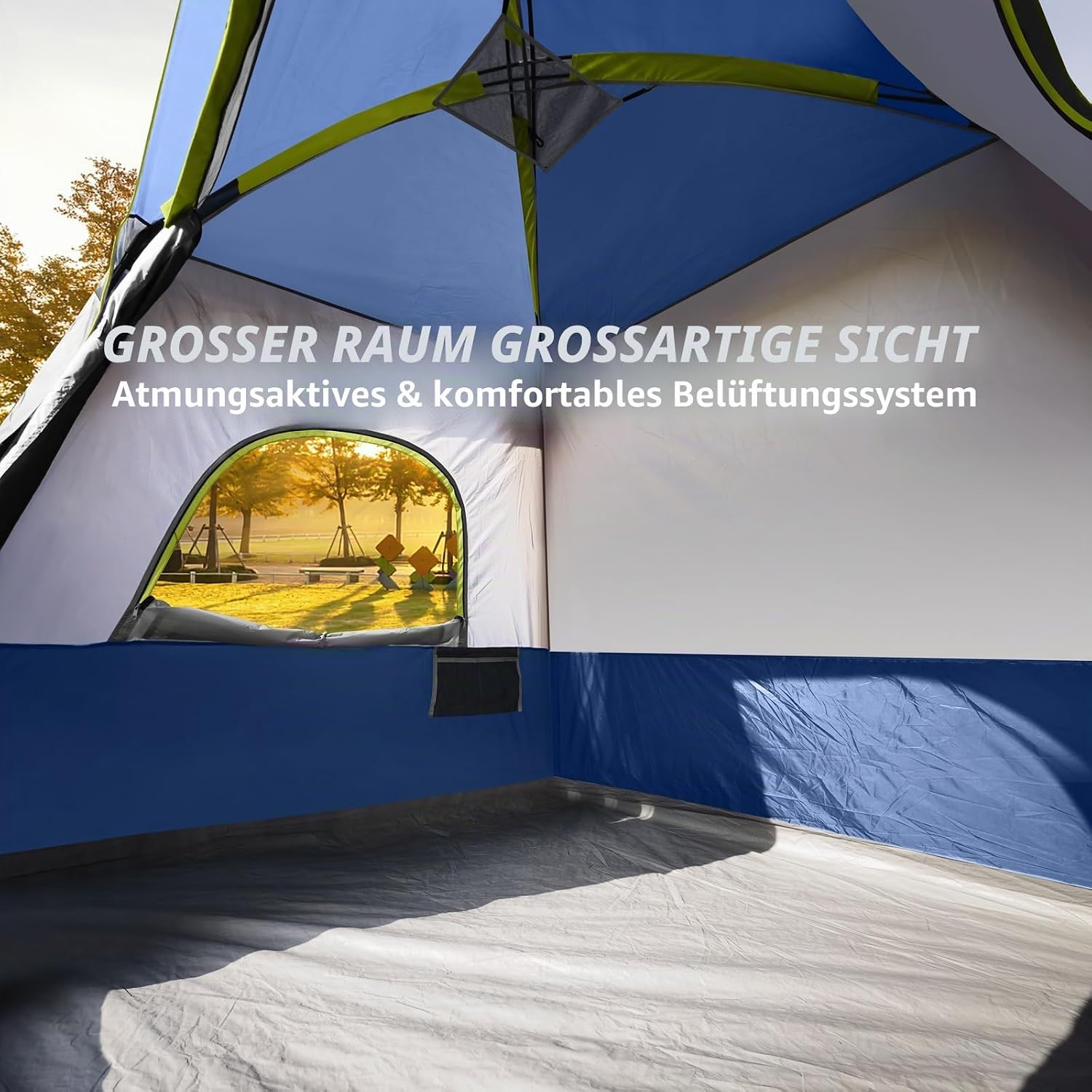 Detalle de UNP Campingzelt für 4–8 Personen – Einfacher Aufbau, wasserfest mit Regendach, Stehhöhe