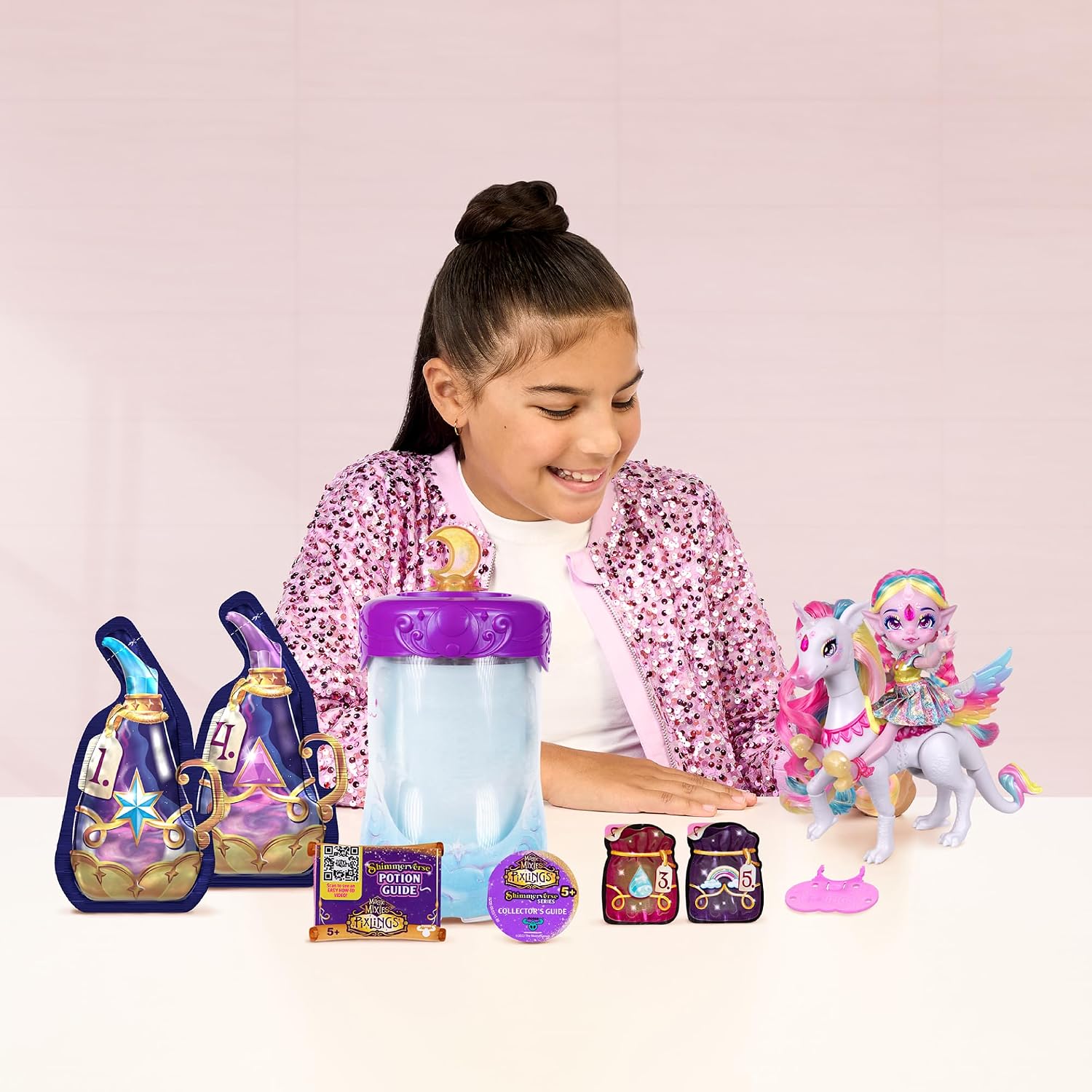 Detalle de Magic Mixies Magic Pixlings MG104000 – lalka z kucykiem, tęczowy zestaw
