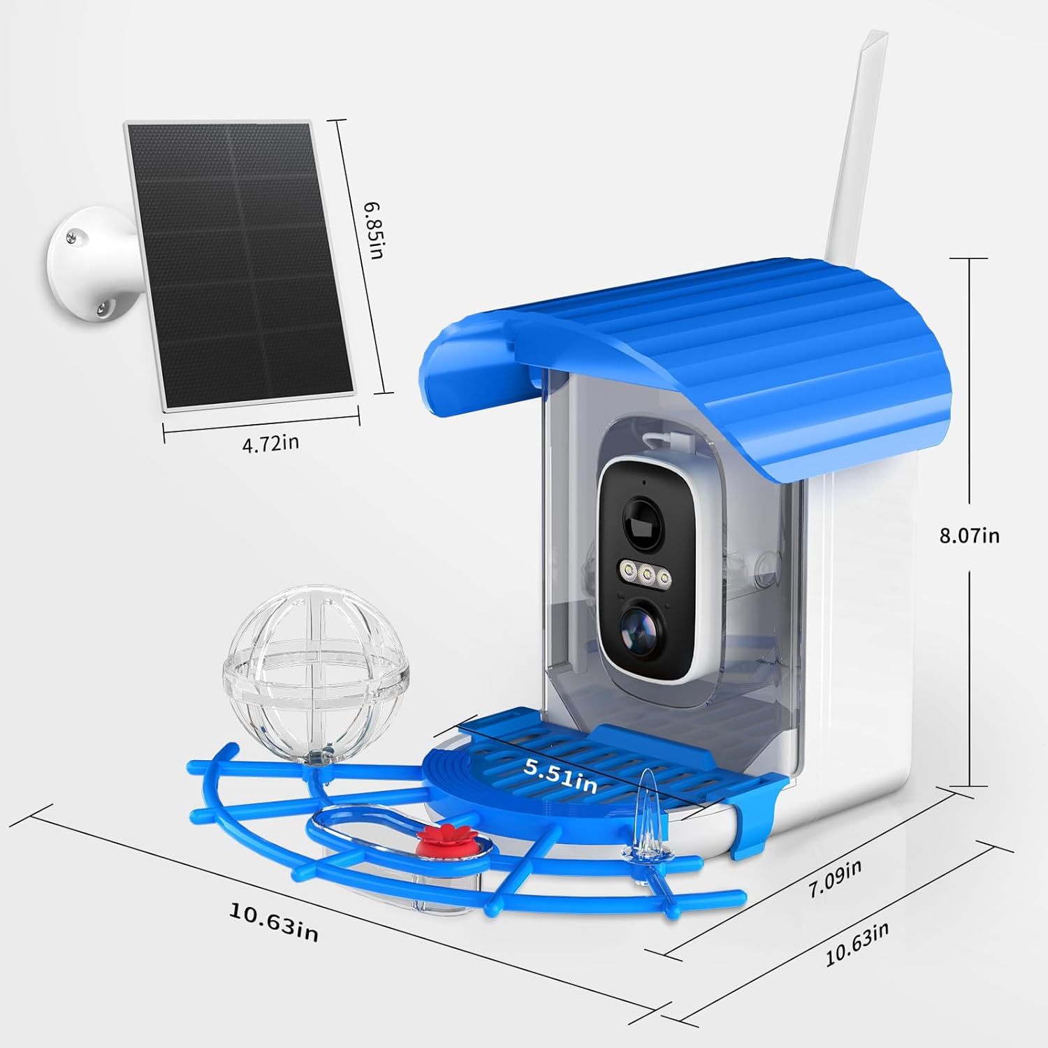 Detalle 2 de NIORSUN Vogelfutterhaus mit Kamera 2K HD – Solarbetrieben, KI Vogelerkennung, Nachtsicht, 5200 mAh, IP65
