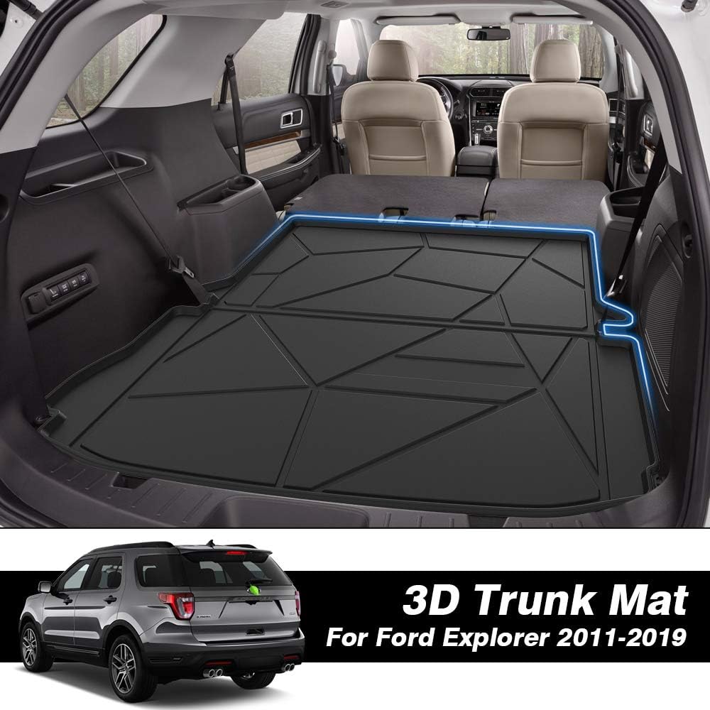 Thumbnail 1 de KUST Trunk Cargo Mat for 2011–2019 Ford Explorer — All-Weather Rear Cargo Liner (TPE Rubber, Raised Edge)