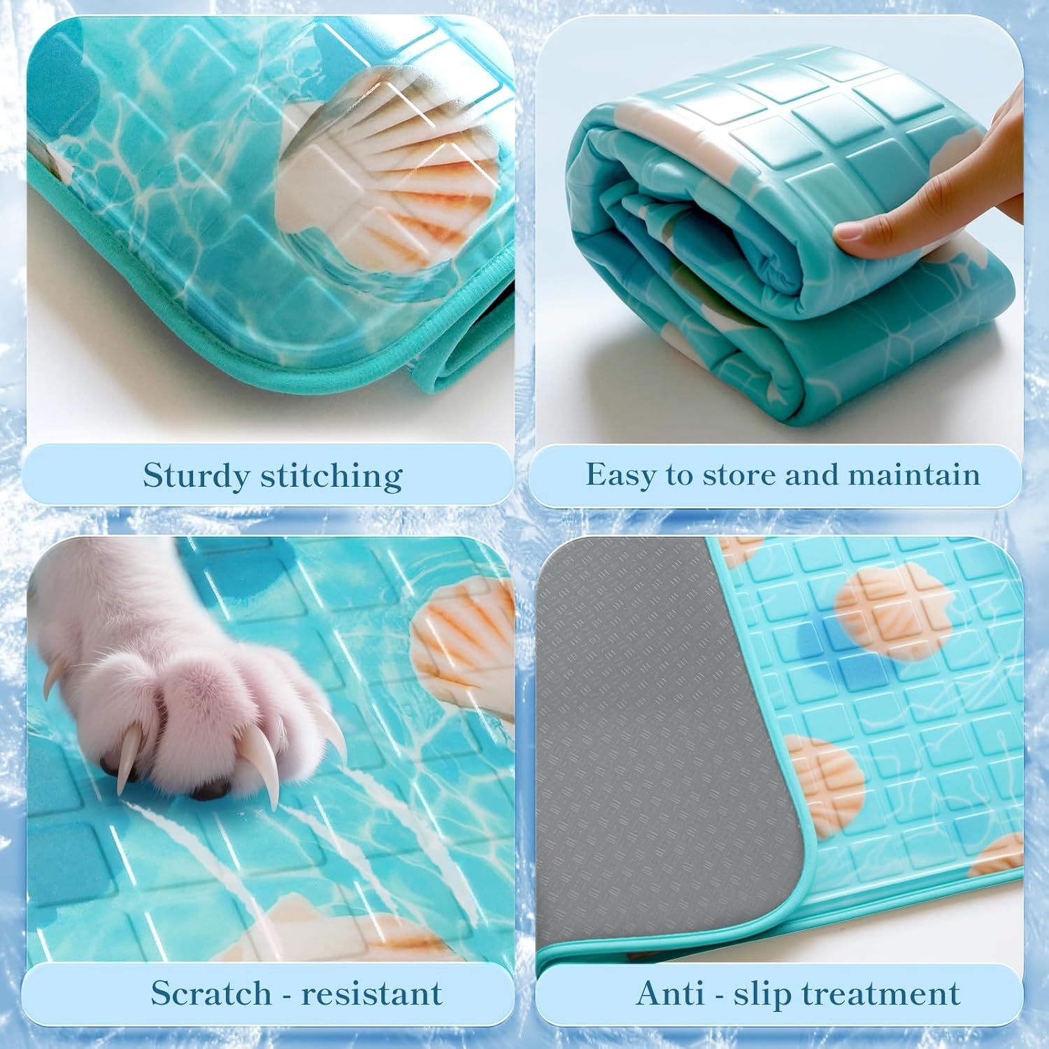 Detalle 2 de RARIRO Medium Dog Cooling Mat 50 x 65 cm – Solid-State Gel, Non-Toxic & Waterproof