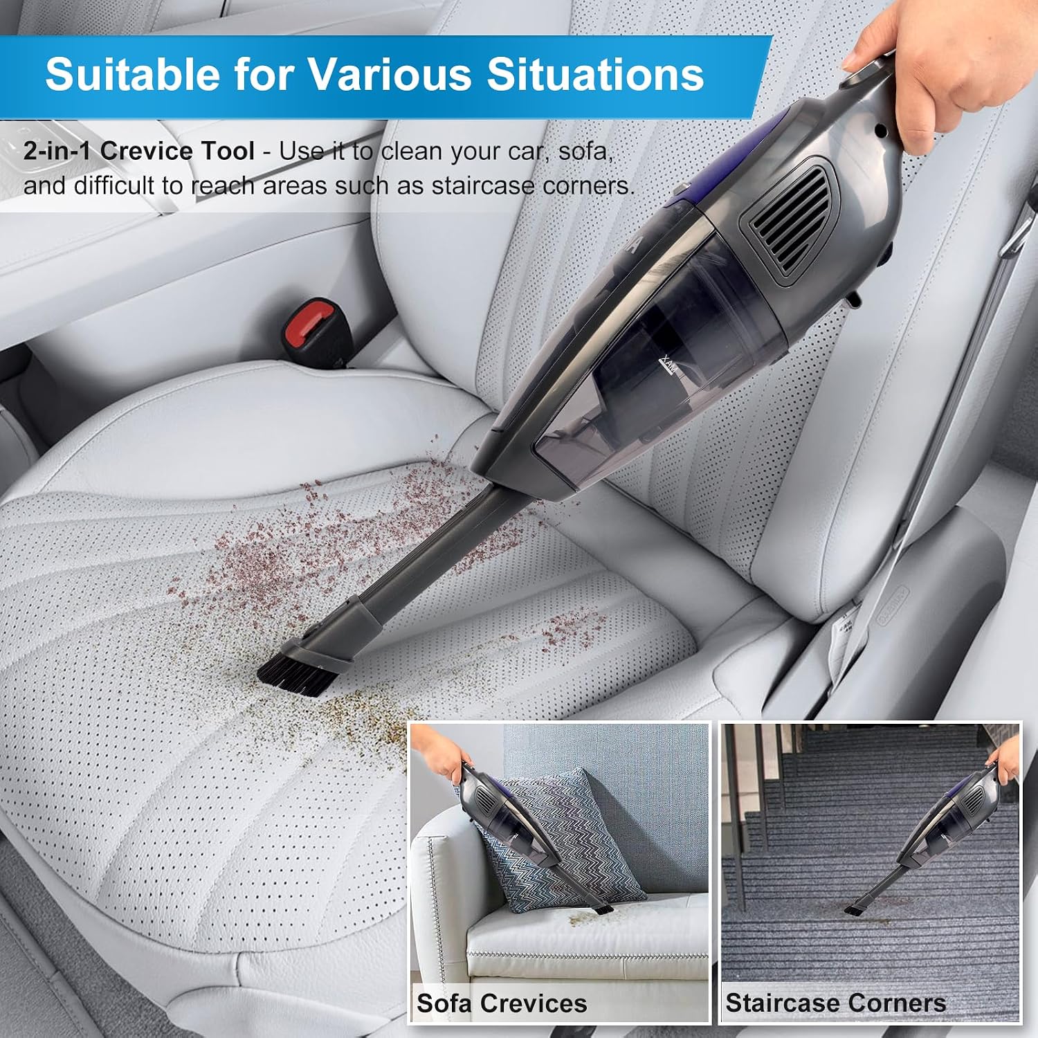 Detalle de Akitas U10 Cordless Vacuum Cleaner — 2-in-1 Stick & Handheld with Auto-Charging Dock, 2.4kg, LED Turbo Brush