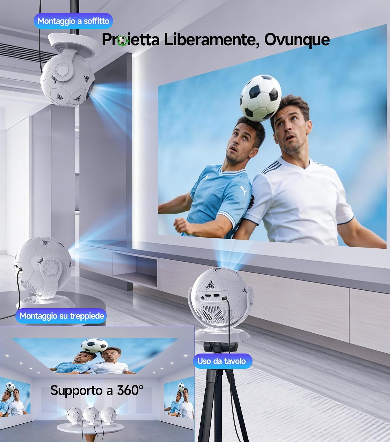 Thumbnail 6 de Magcubic Mini Proiettore Portatile HY300F Sferico 4K, Android 14, WiFi 6 e Auto Keystone