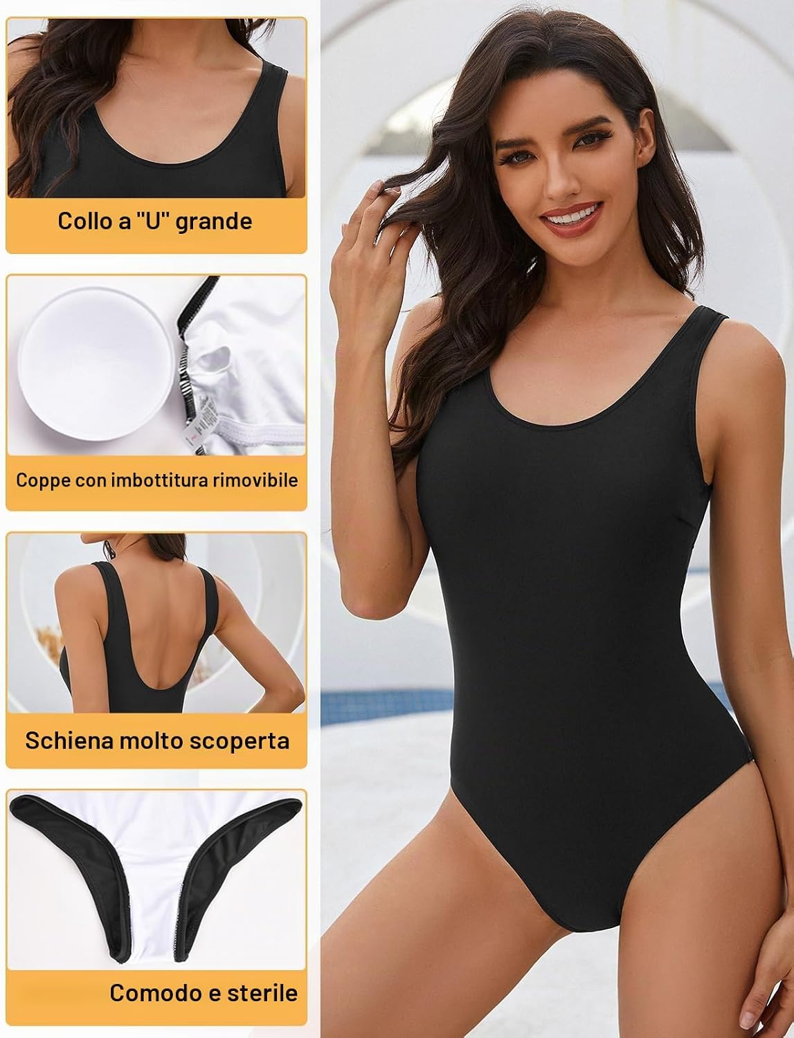 Detalle 2 de Heekpek Costume da Bagno Donna Intero One Piece Gradient Sportivo con Imbottito