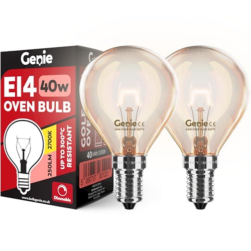 Detalle de Genie E14 SES Pygmy Oven Bulbs 40W 230V – Pack of 2 (Oven Rated 300°C)