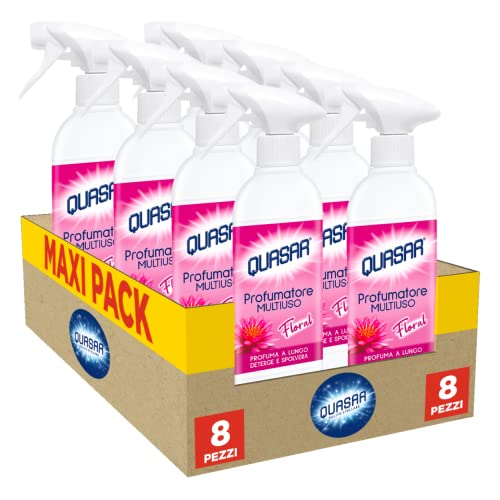 Quasar Profumatore Multiuso Floral 8×500 ml – Fragranza Floral per casa, dusting e pulizia