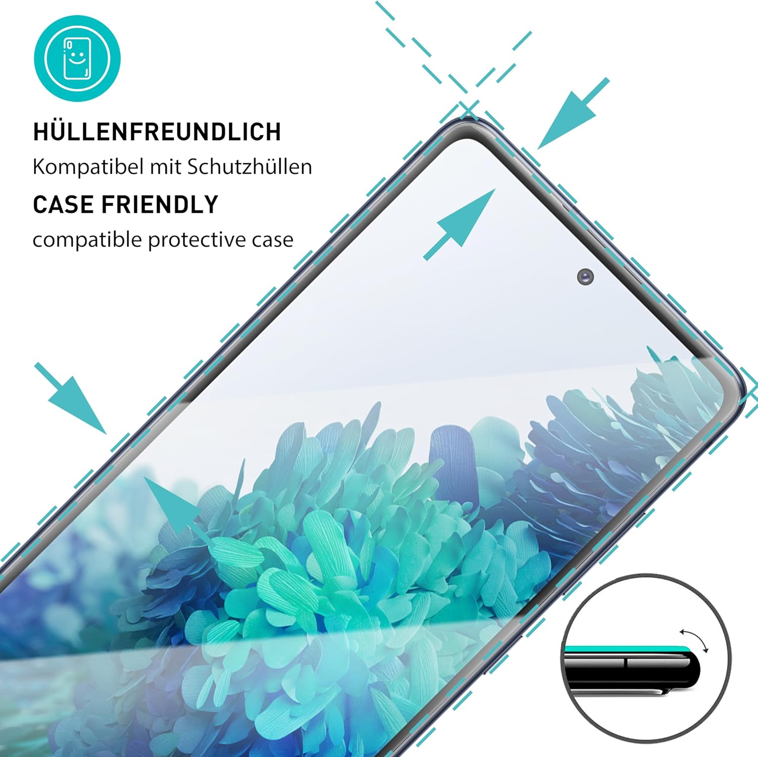 Detalle de SmarTect Tempered Glass Screen Protectors for Samsung Galaxy S20 FE, 3-Pack, 9H
