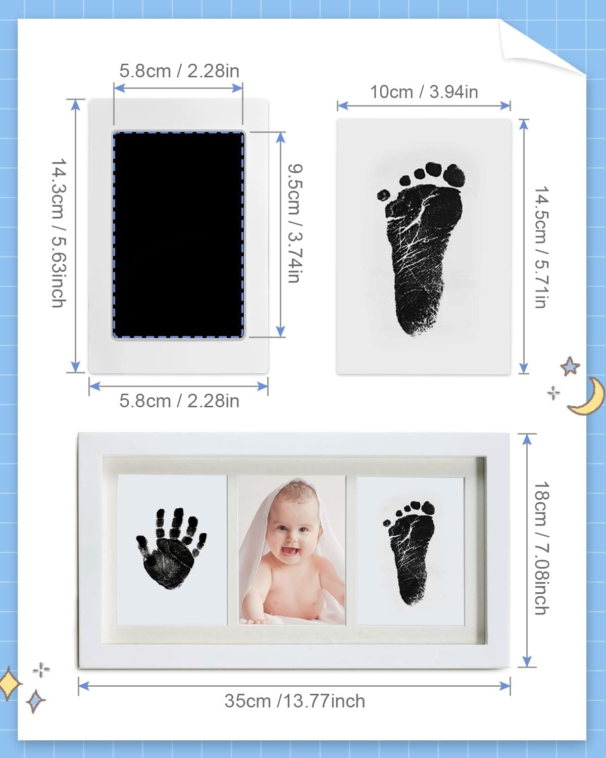 Detalle 1 de MOXTOYU Baby Hand and Footprint Kit – 6 Imprint Cards