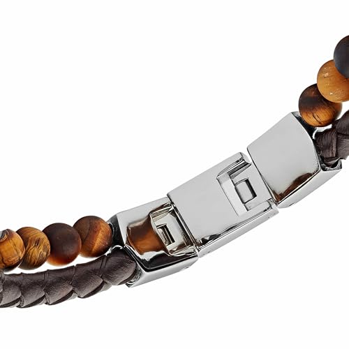 Detalle de Fossil Bracelet Homme Vintage en Cuir Marron — Longueur Intérieure 180–195 mm (JF03118040)