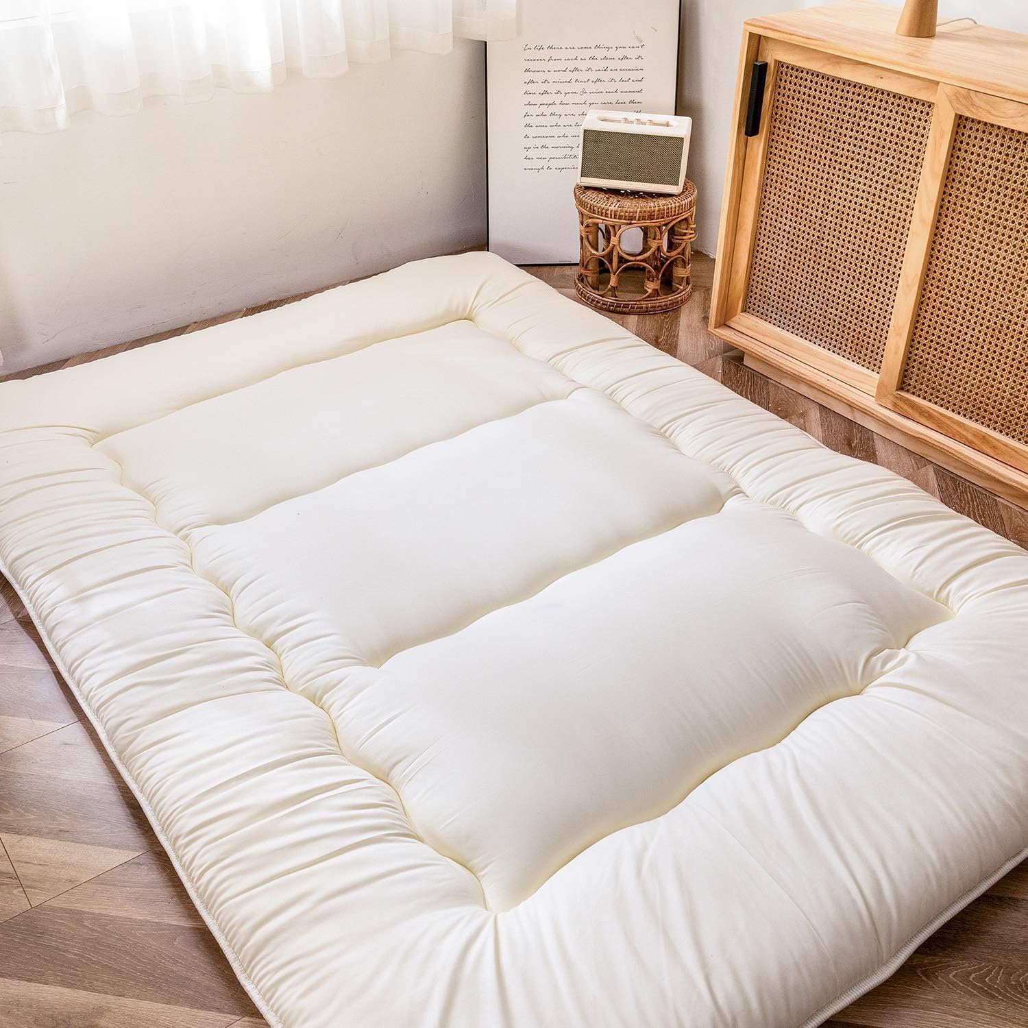 Thumbnail 5 de MAXYOYO Futon Mattress (Off-White) – extra thick folding Japanese floor mattress topper for single sleepers