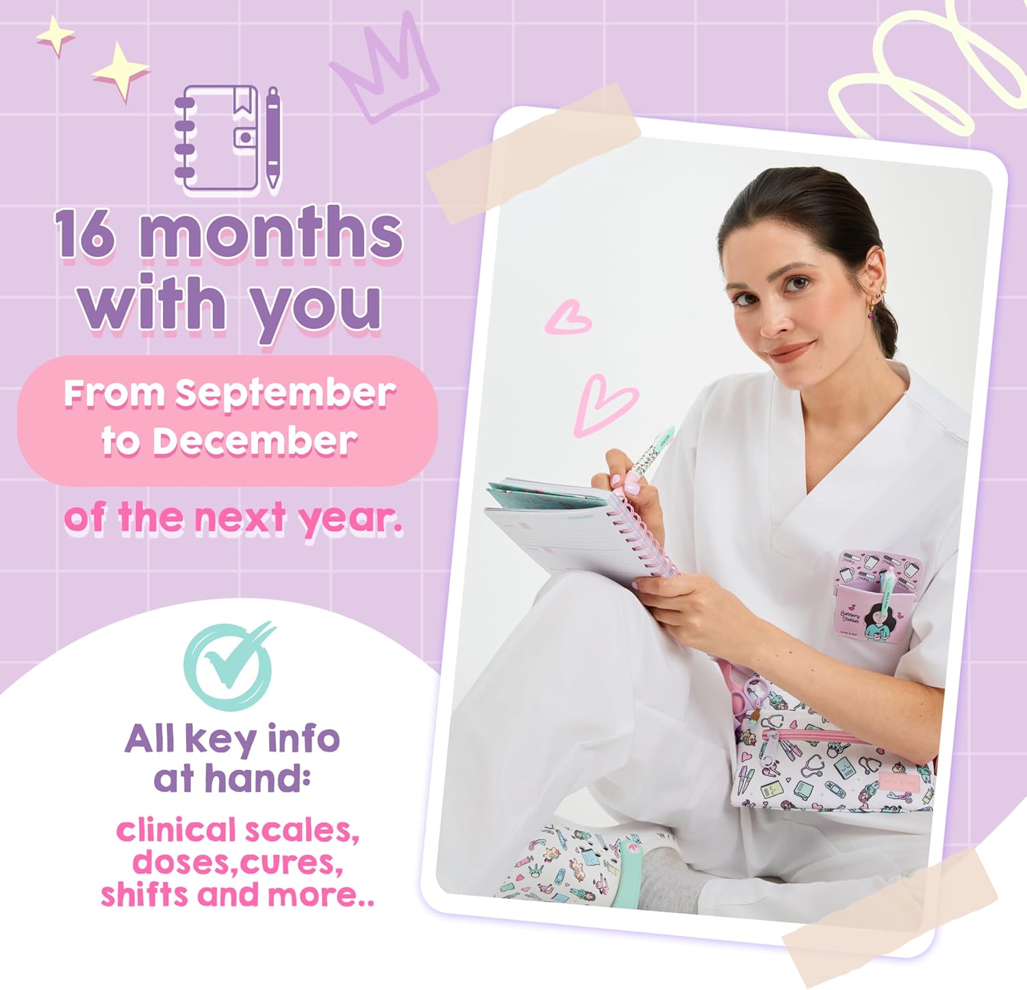 Detalle de Nurse is Love NIL-AGENDA-UNICORNS-2027_DE verpleegstersagenda, 16 maanden