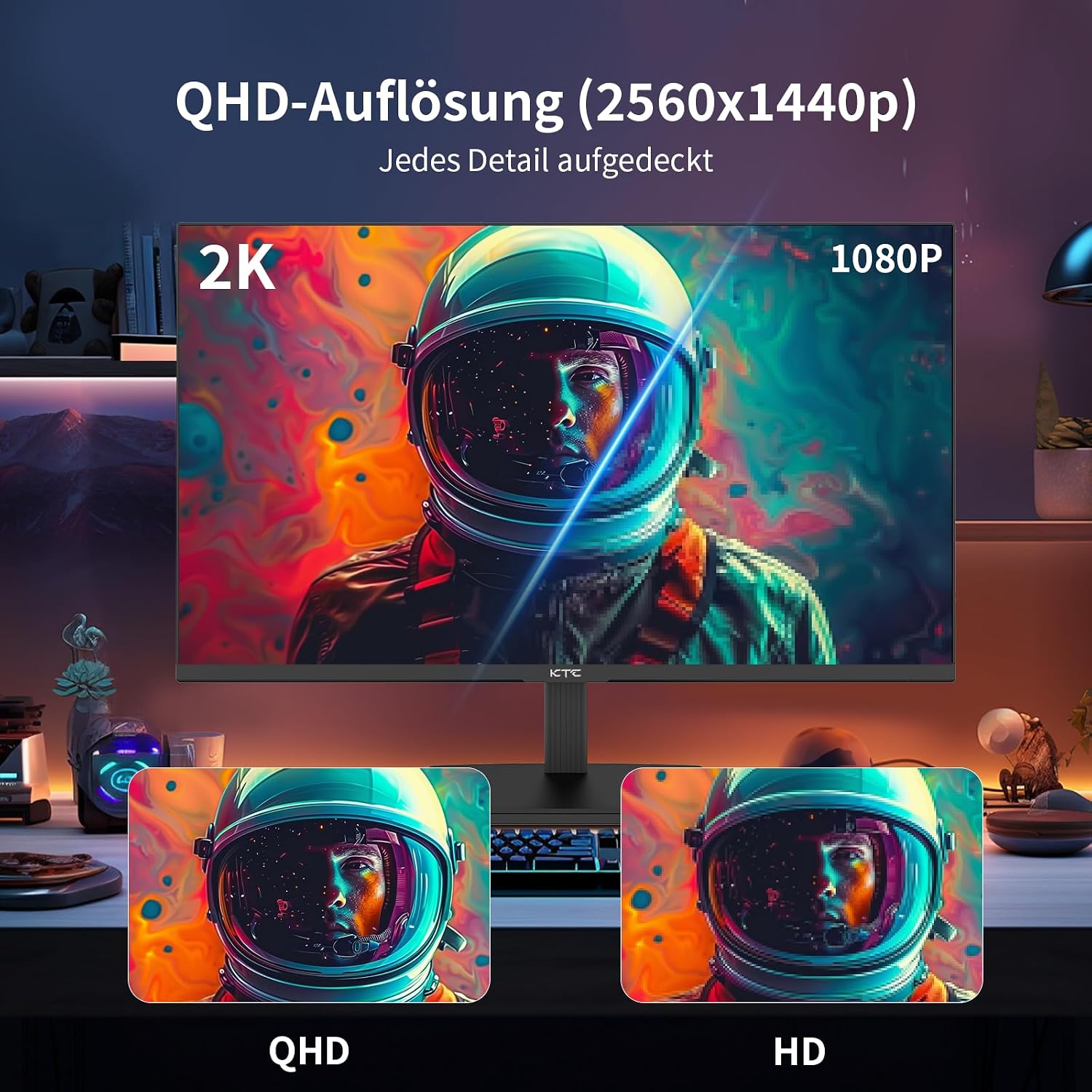 Thumbnail 1 de KTC Monitor 24 Zoll – QHD 2K, IPS, 100 Hz, Anti-Blue Light, 122% sRGB, Adaptive Sync