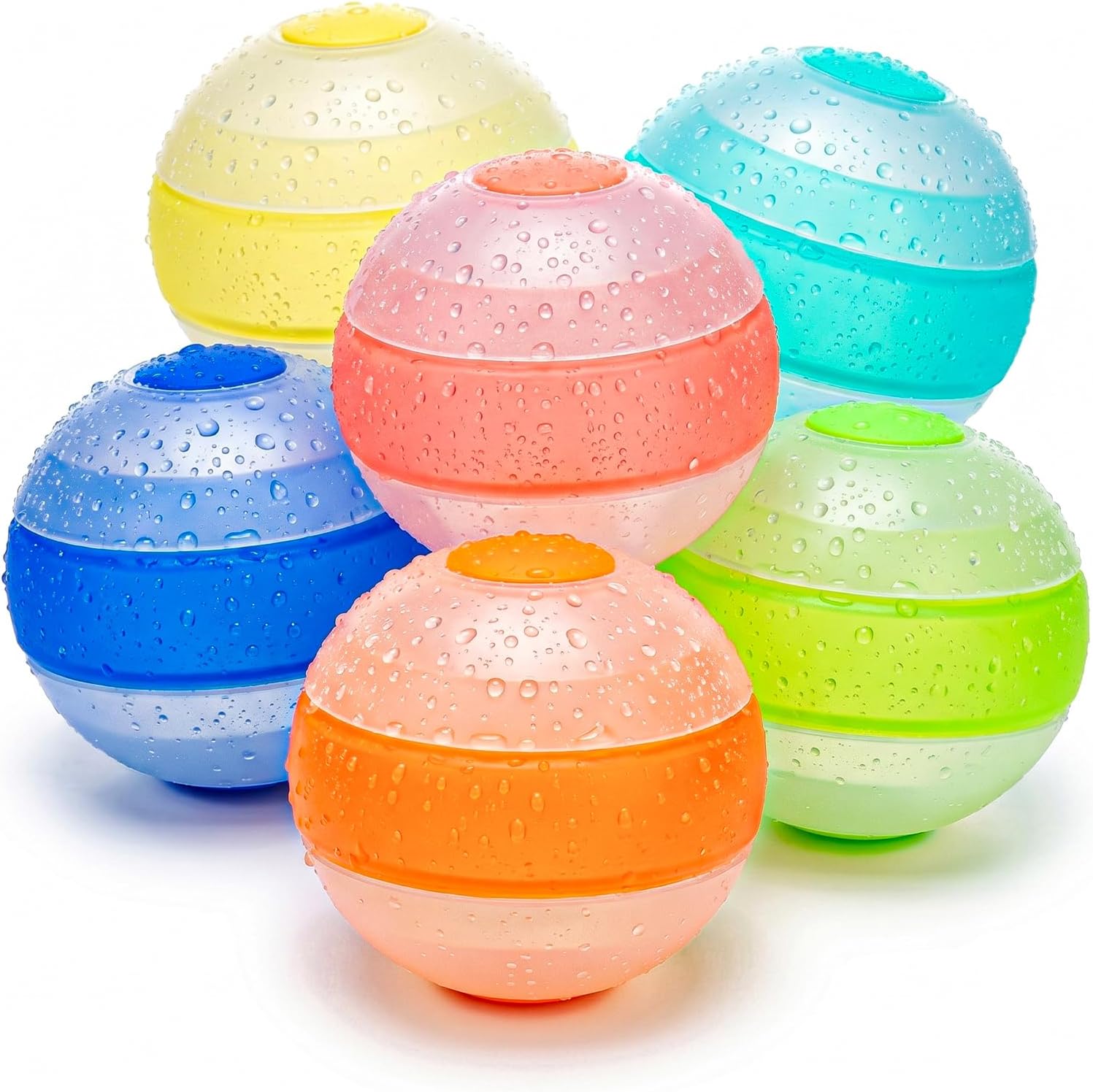 Detalle de 6‑Pack Reusable Water Balloons: Quick Fill, Self‑Sealing Soft Silicone Fun
