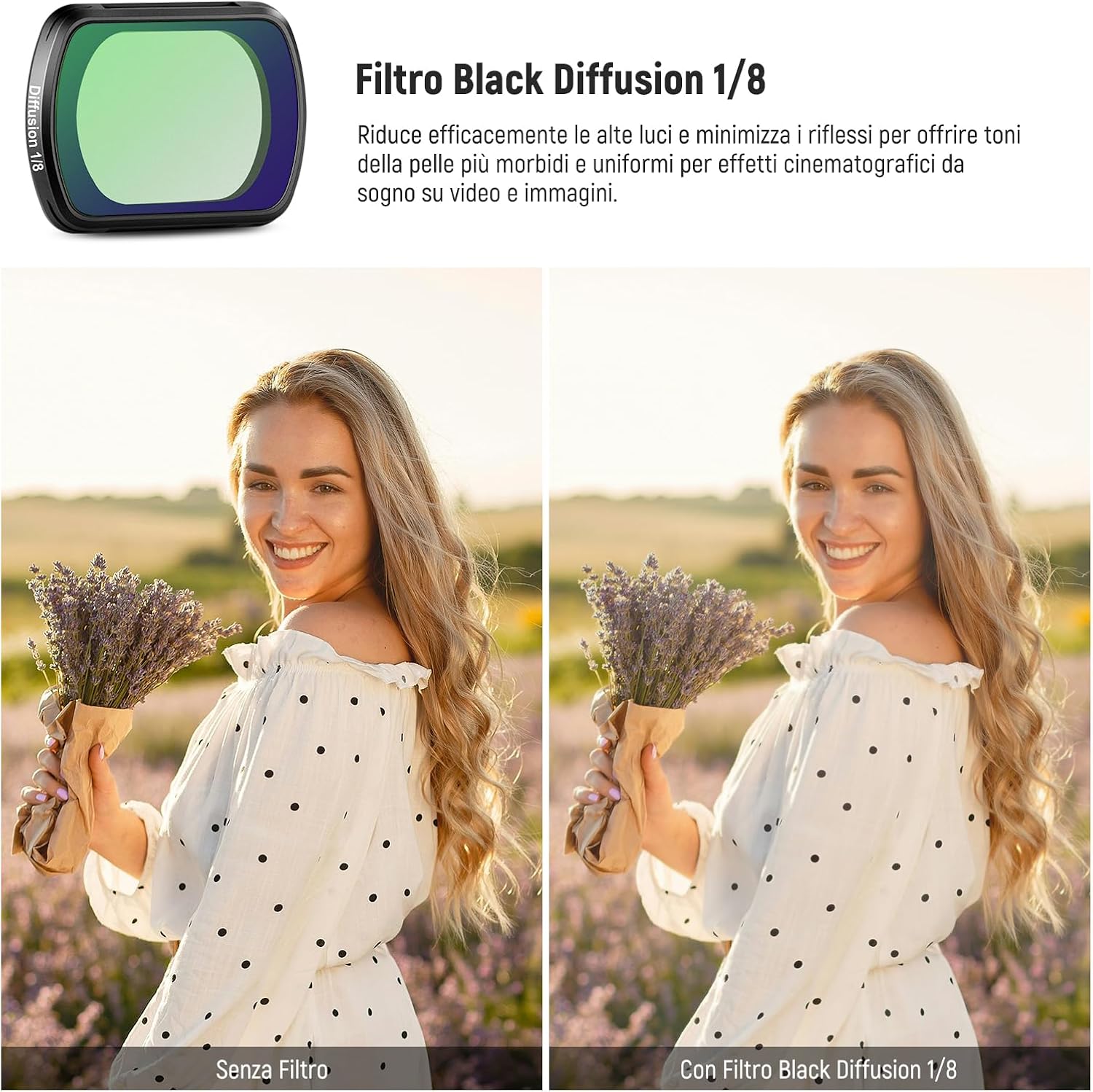 Thumbnail 2 de NEEWER Filtro magnetico Black Diffusion 1/8 per DJI Osmo Pocket 4 e 3 (include 2 pellicole protettive)