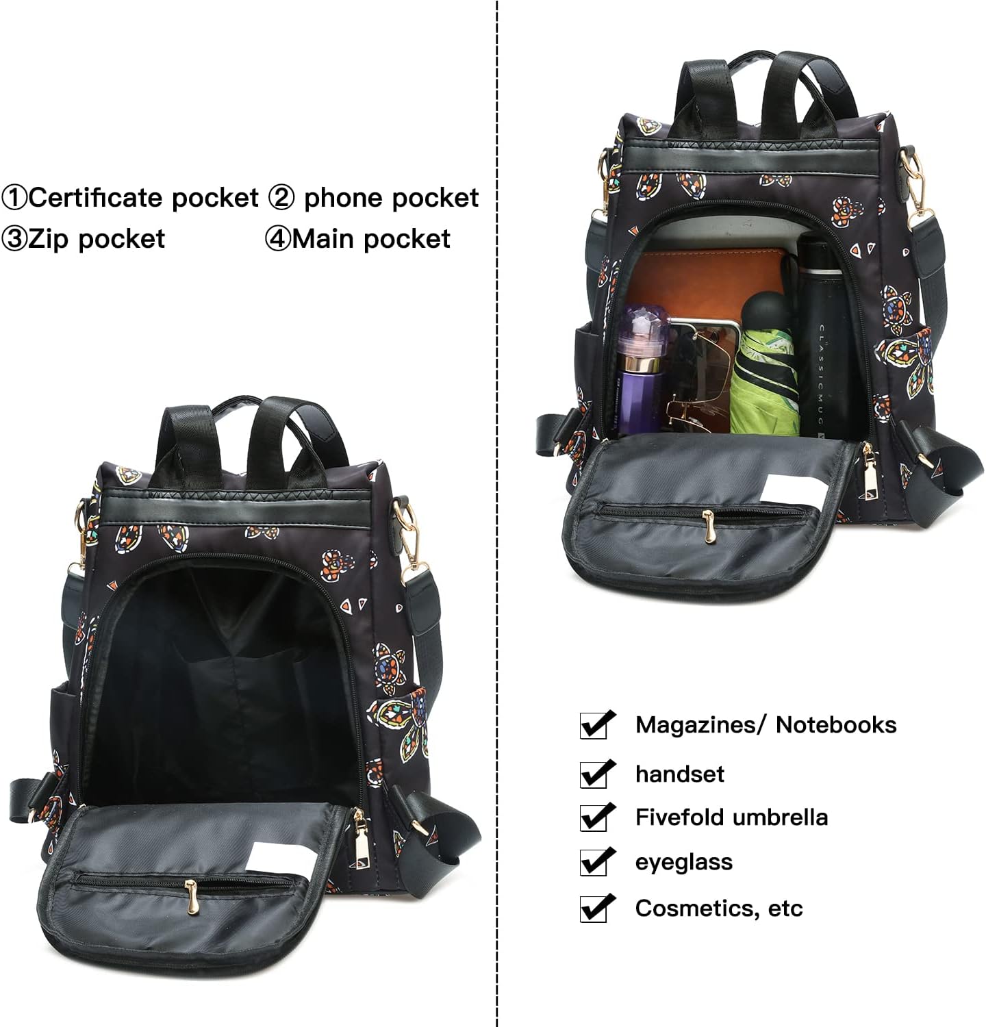 Detalle de Shepretty Zaino piccolo da donna: borsa impermeabile, versatilità e design antifurto