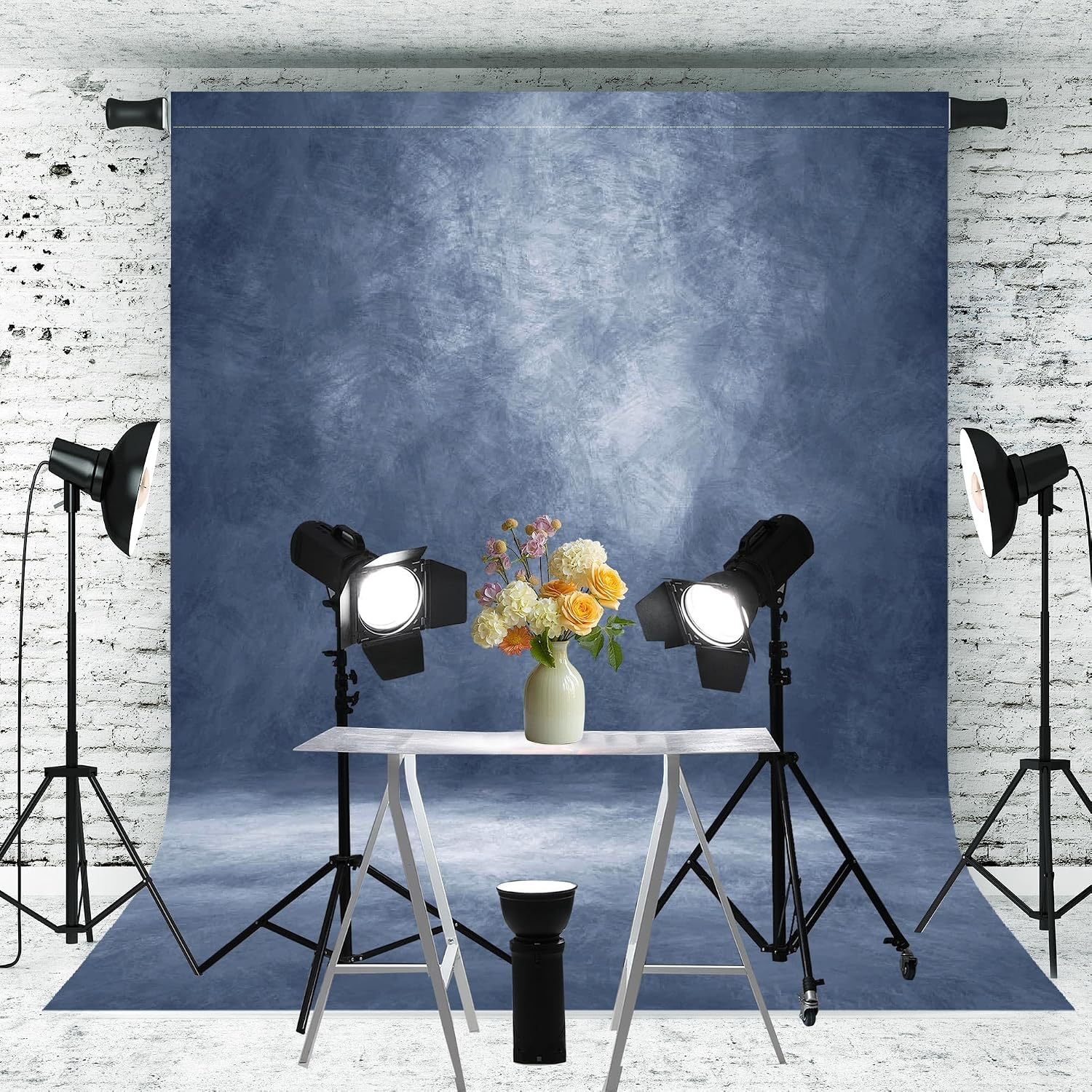 Detalle 1 de Abstrakter Fotohintergrund aus Polyester, 243 x 300 cm – dunkelblau für Studio, Portrait & Produktfotos