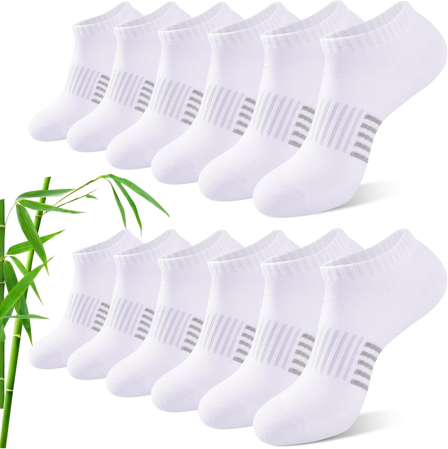 Effeet Bambus Sneaker Socken Damen 6/12 Paar – atmungsaktiv, gepolstert und rutschfest für Sport und Alltag