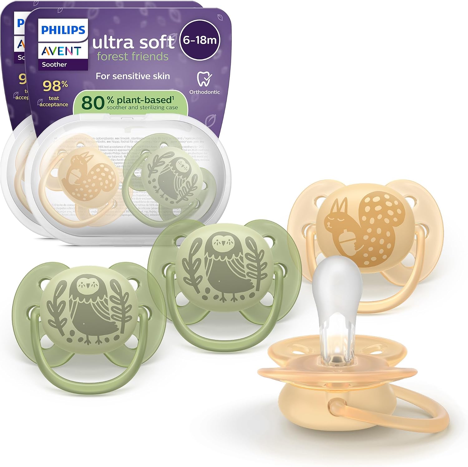 Detalle de Philips Avent Ultra Soft SCF091/52 fopspenen, 6-18 maanden, siliconen