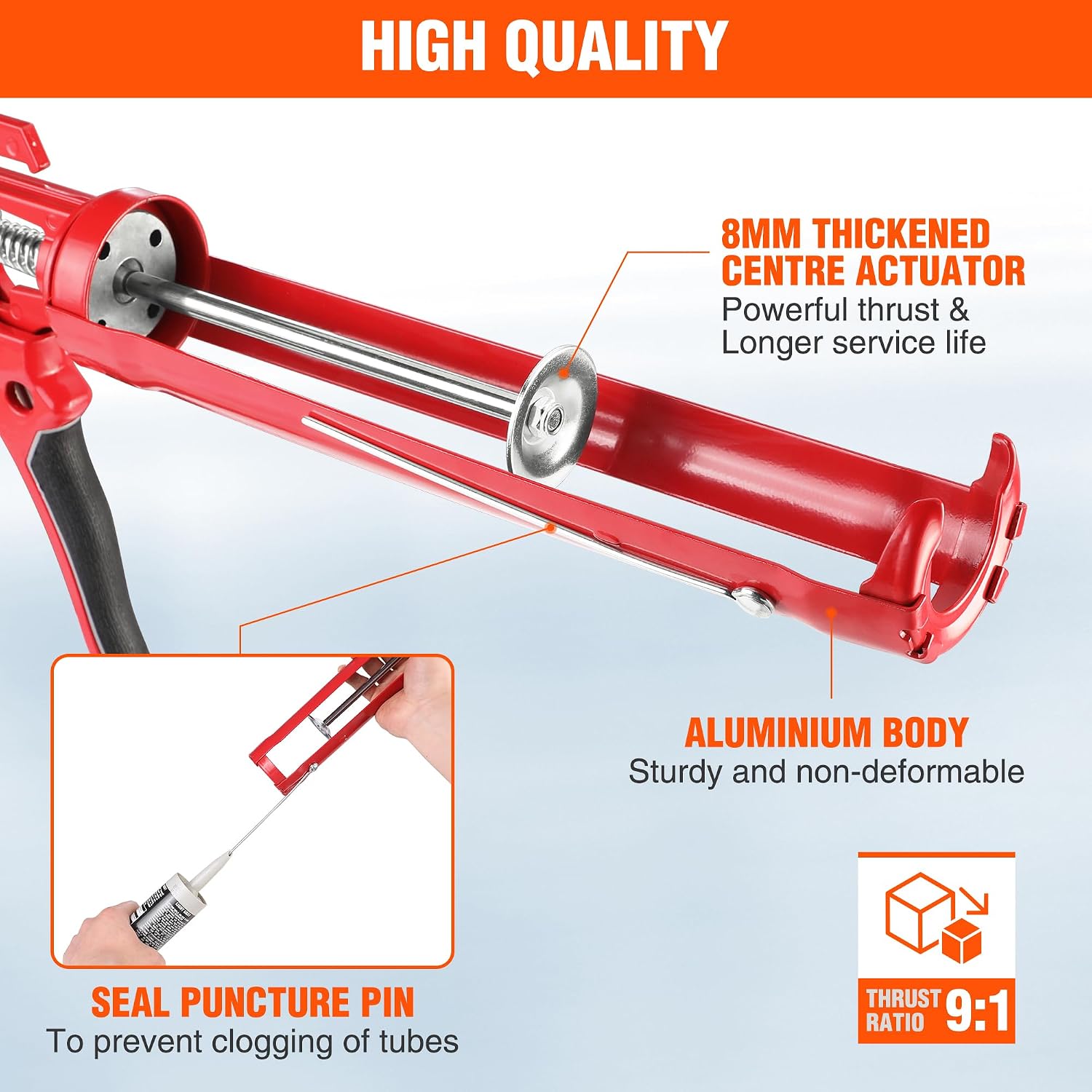 Thumbnail 2 de ValueMax Pistola per Silicone 380 ml – spinta 9:1, manico in alluminio e design antiscivolo