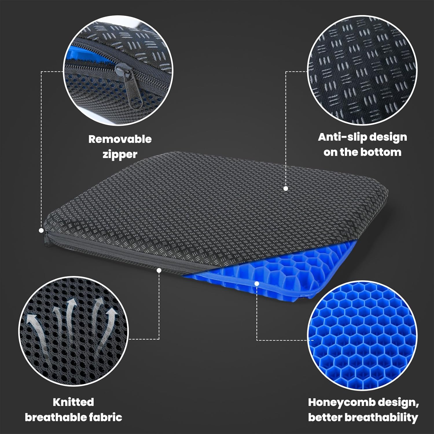 Thumbnail 2 de HSSGGV Sitzkissen für Büro, 43 x 39 x 4 cm