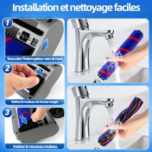Thumbnail 7 de Aila oh Buy Brosse de Remplacement pour Dyson V15/V11/V10/V8/V7 : tête motorisée à LED verte et 2 rouleaux anti-enchevêtrement