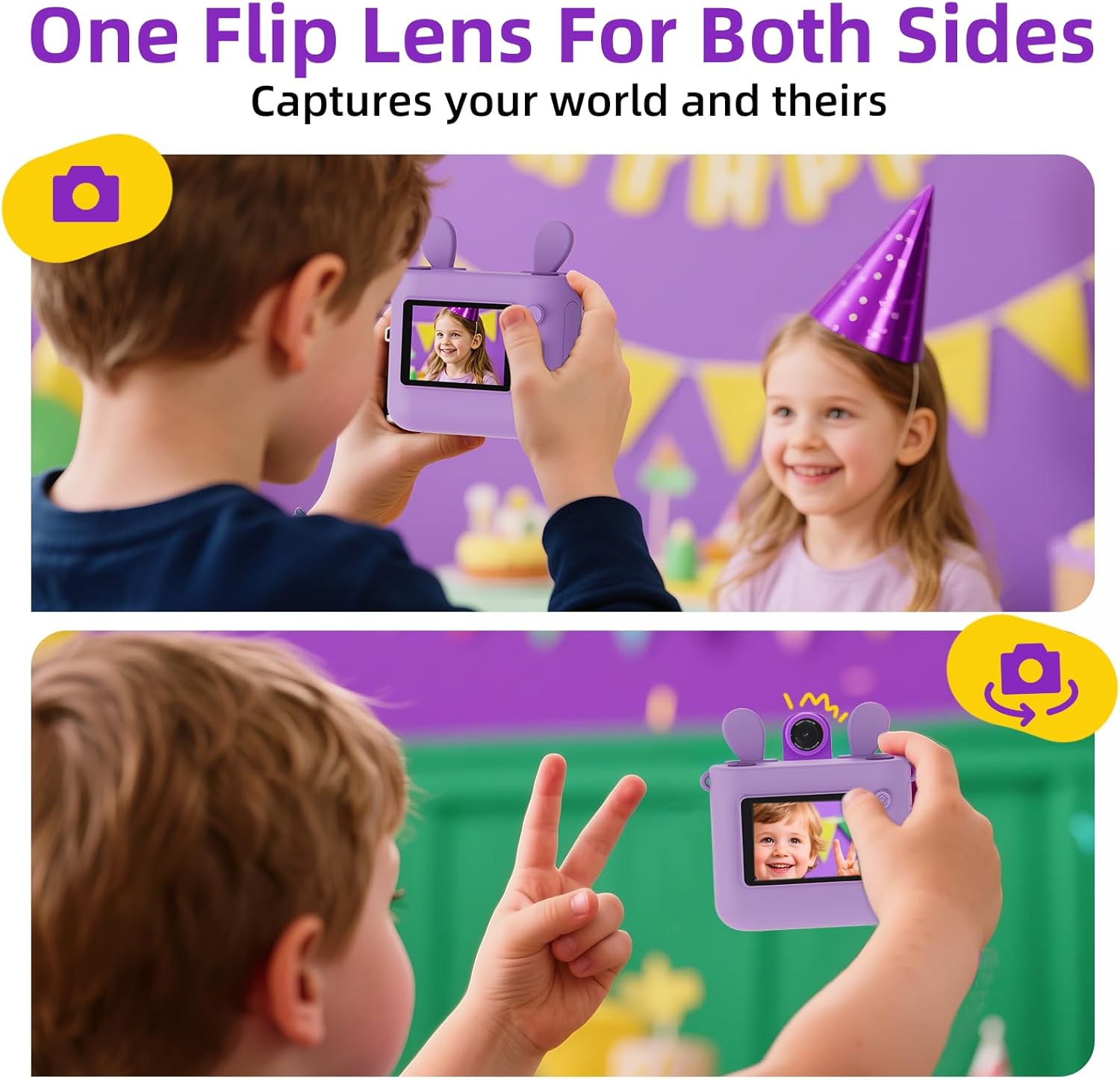 Thumbnail 3 de ORGSTA Macchina fotografica istantanea per bambini con stampa da cellulare, video e audio (3-12 anni)