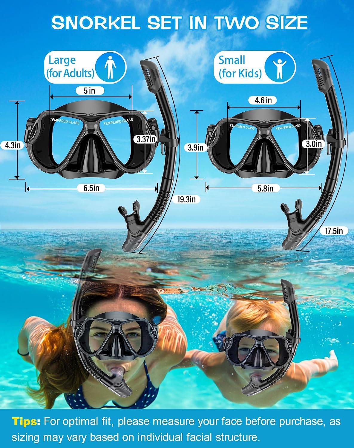 Thumbnail 4 de Greatever Dry Snorkel Set with Panoramic Wide View Mask