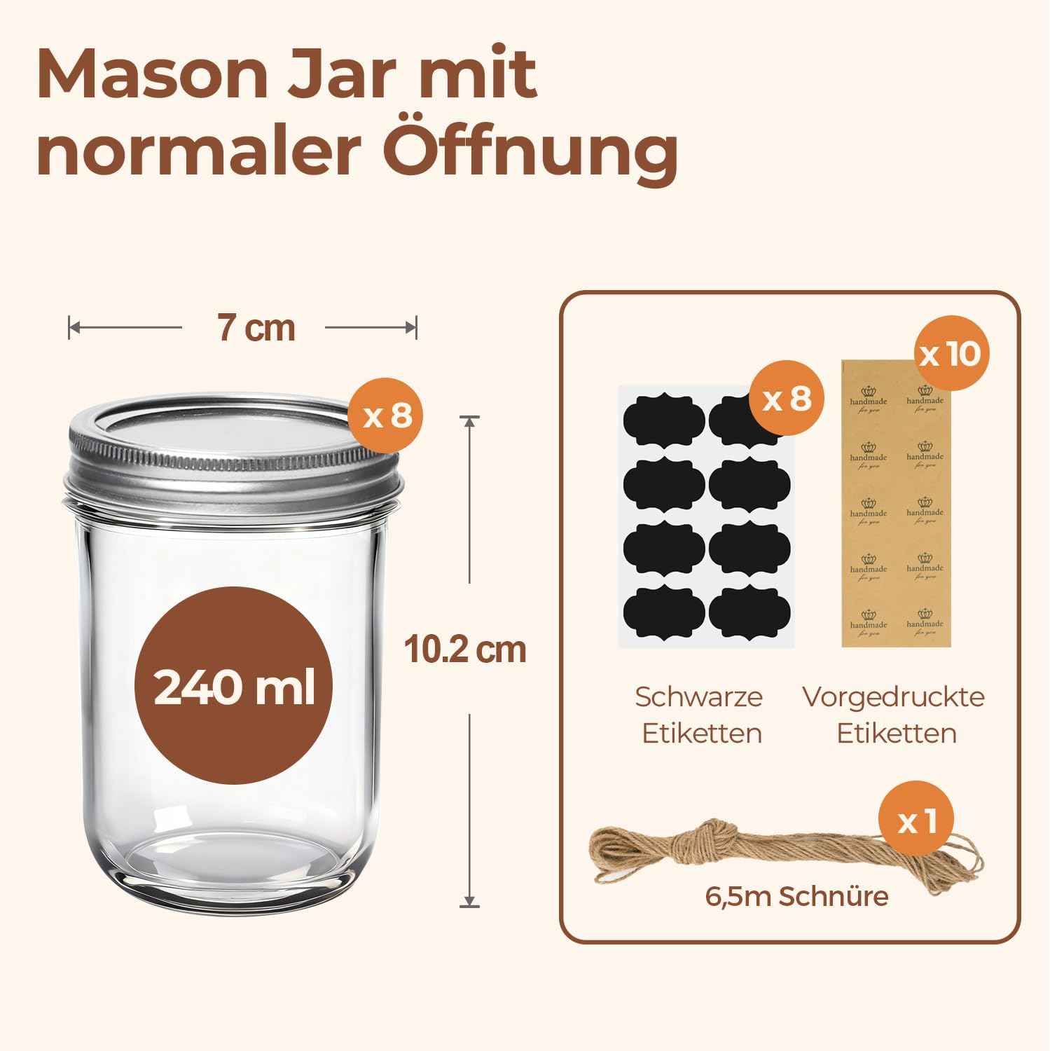 Thumbnail 1 de ComSaf 240 ml Einmachgläser mit Deckel – 8 Stück Mason Jar Set