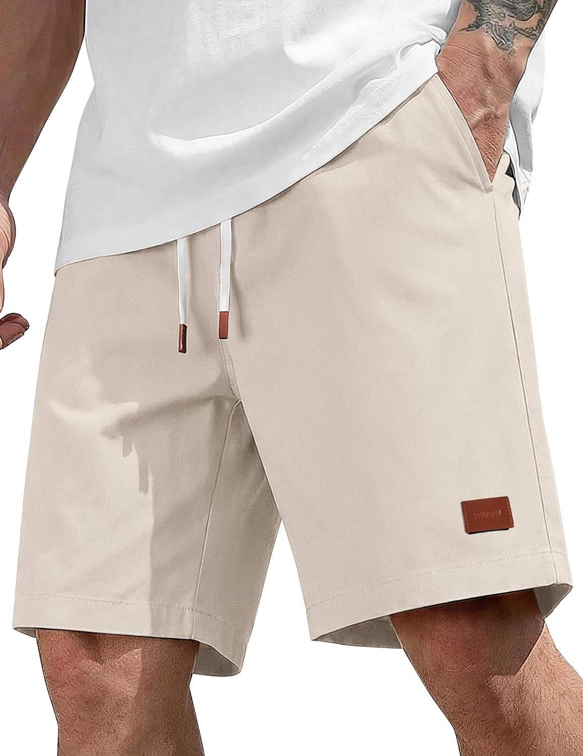 Detalle de COOFANDY Men's Cotton Chino Shorts 9 Inch: Relaxed, Breathable Summer Short with Pockets