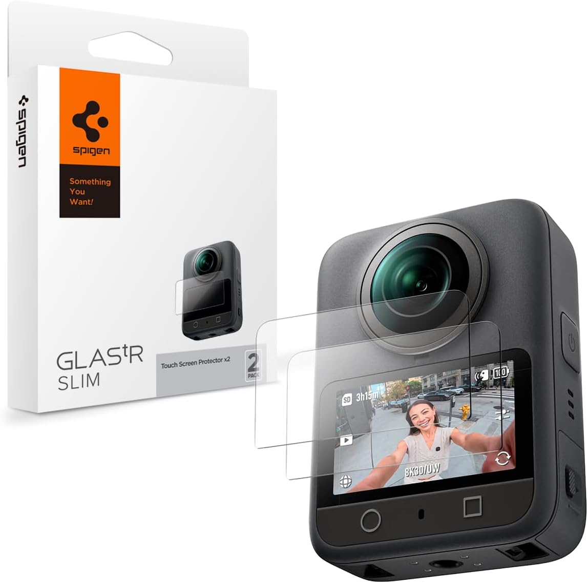 Spigen Glas.tR Slim pour DJI Osmo 360 – protection d’écran en verre trempé (2 pièces)