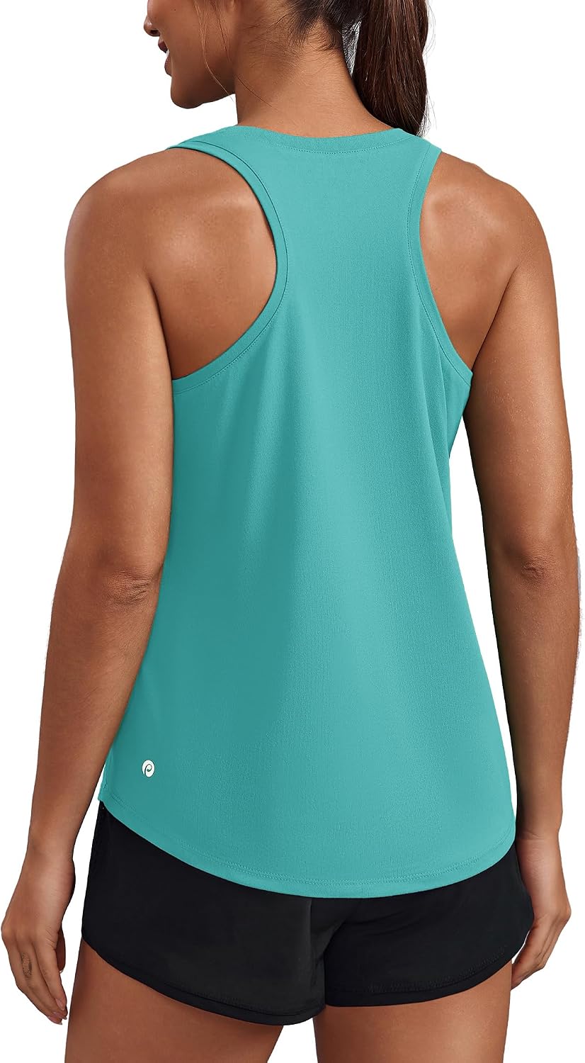 Detalle de PINSPARK Soft Workout Tank Tops for Women UPF 50+ U Neck Athletic Shirts