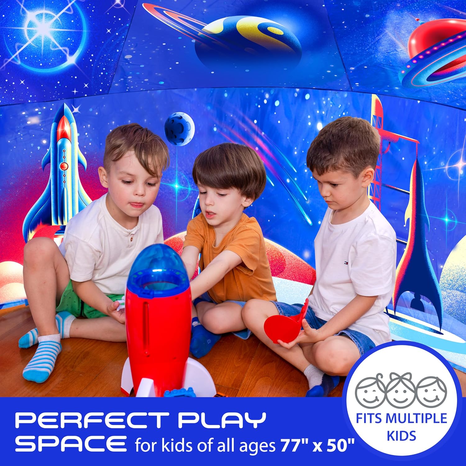 Thumbnail 2 de Winston & Olive Galactic Aerodome with LED Lights Inflatable Space Fort for Kids (Ages 3–12) — Fan Not Included