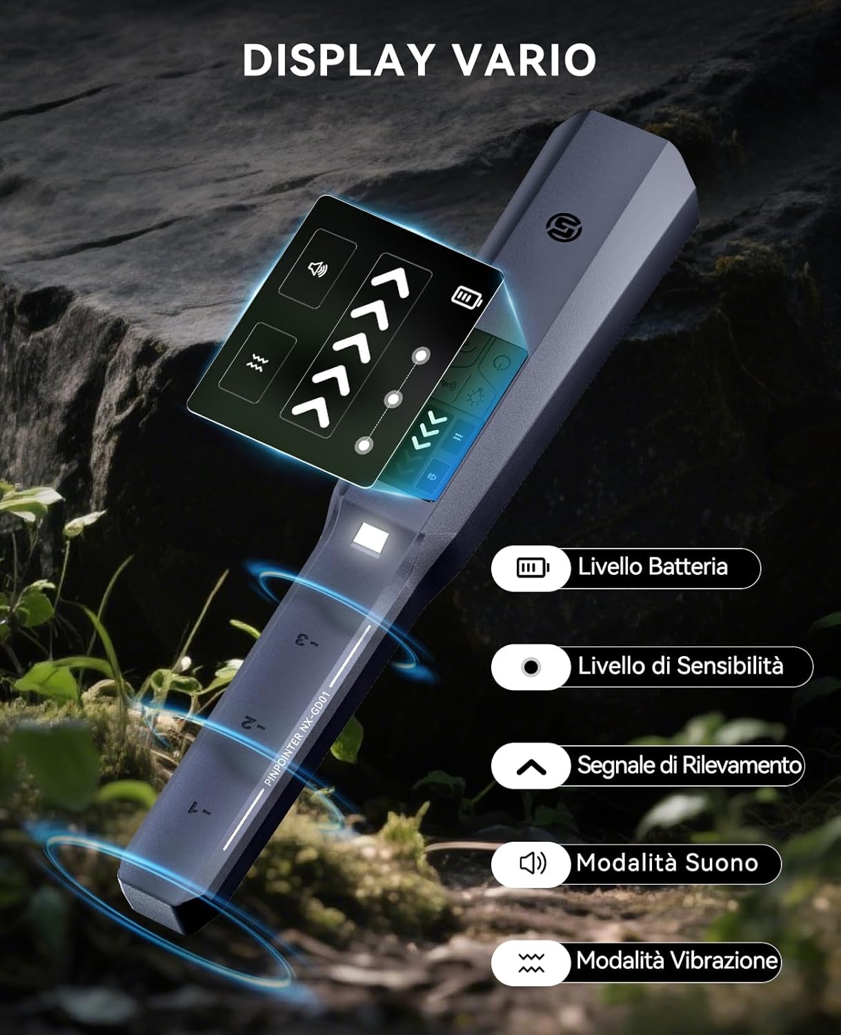 Detalle de SUNPOW Pinpointer metal detector professionale 800 mAh