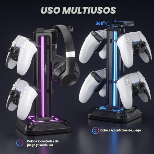 Thumbnail 5 de KDD Soporte Cascos Gaming Giratorio & Soporte Mando Xbox con 9 Modos de Luz