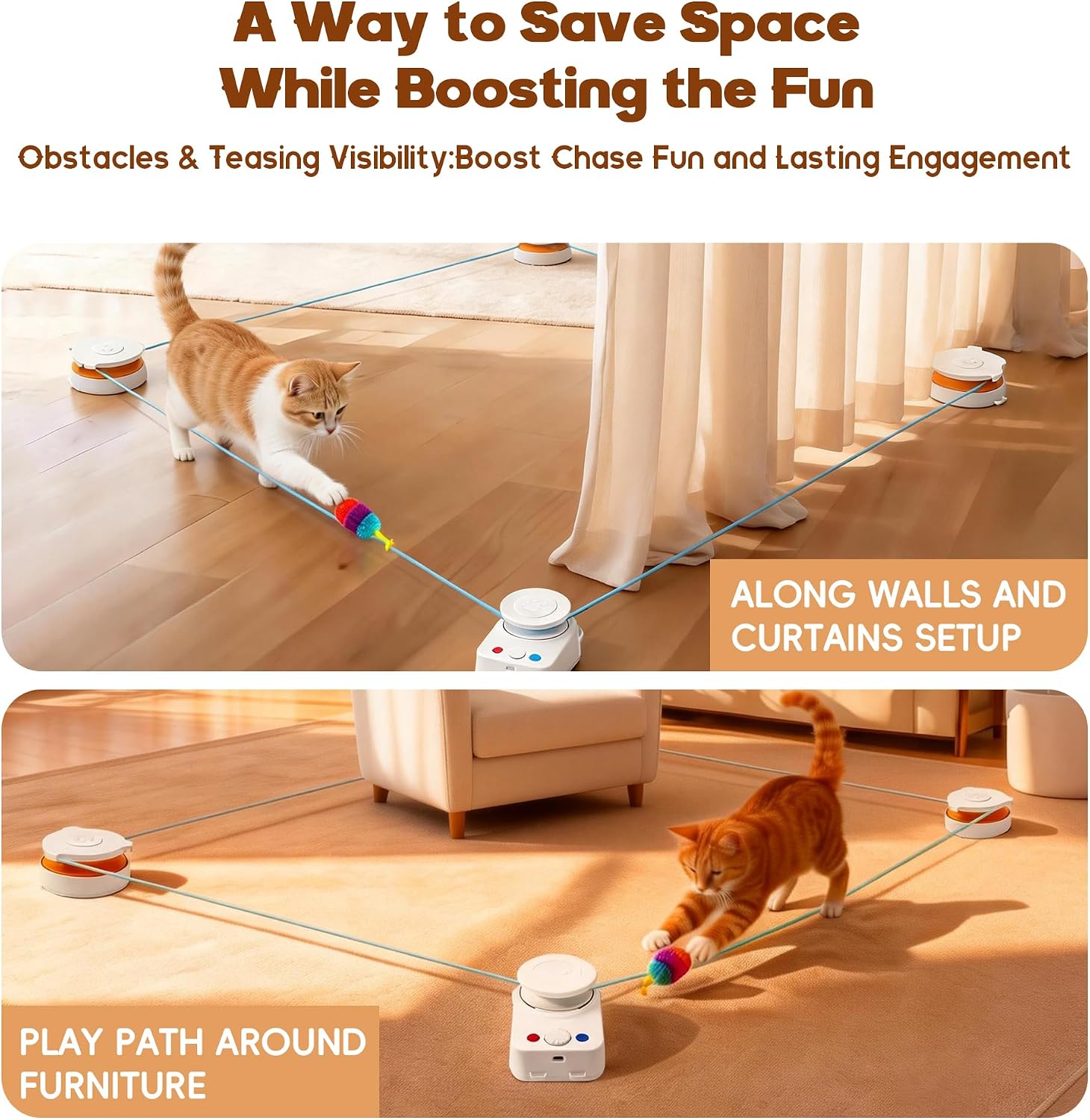Detalle de Hedsuin Interactive Cat Toy for Indoor Cats – Automatic Moving Toy & Cat Treadmill