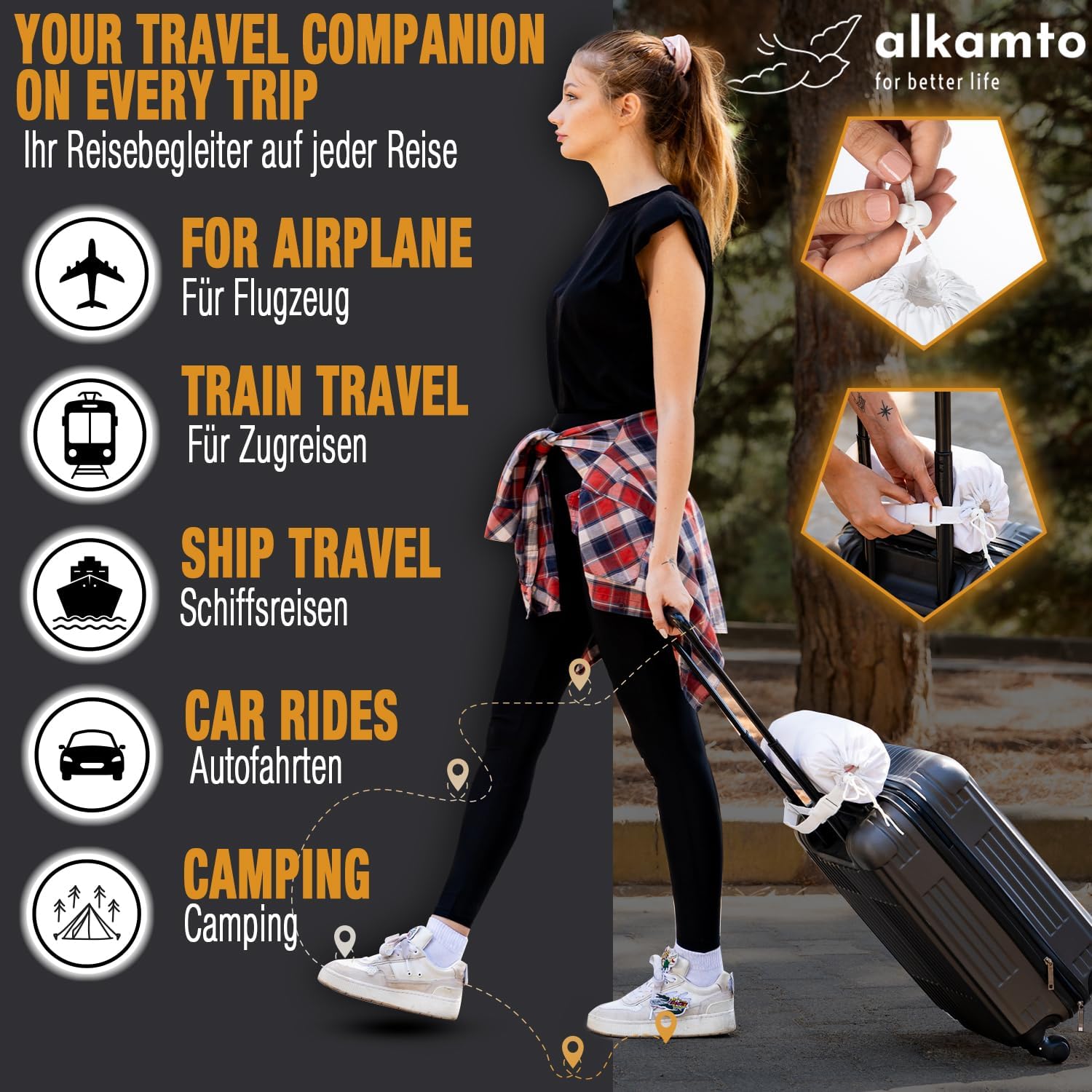 Thumbnail 4 de alkamto Reisekissen Campingkissen 40x25x10 cm