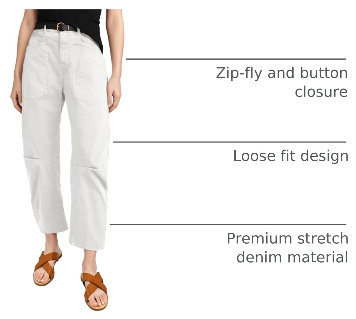 Detalle 2 de EVALESS Women’s Baggy Barrel Jeans: High-Waisted Wide-Leg Ankle Denim Pants