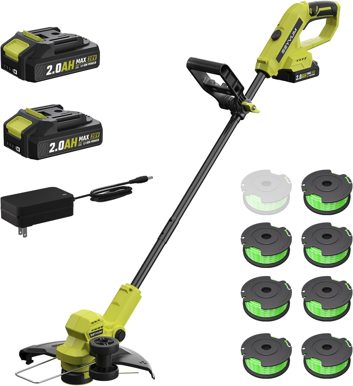 Detalle de SEYVUM 20V Cordless String Trimmer, 12-Inch, Auto Feed, Two Batteries