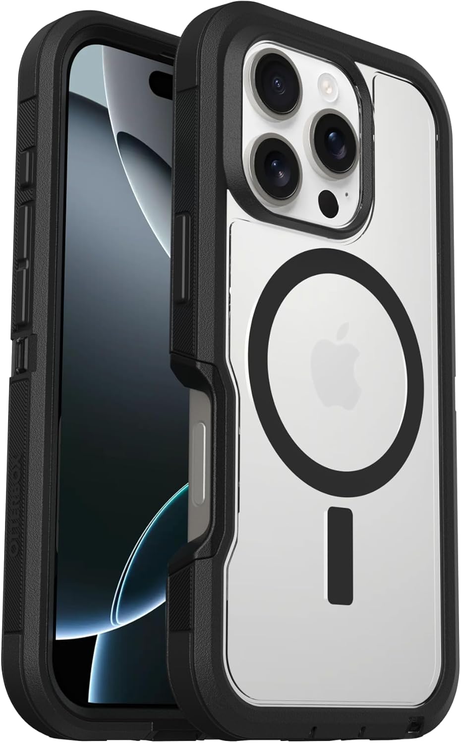 Detalle de OtterBox iPhone 16 Pro Defender Series XT Clear Case – Dark Side