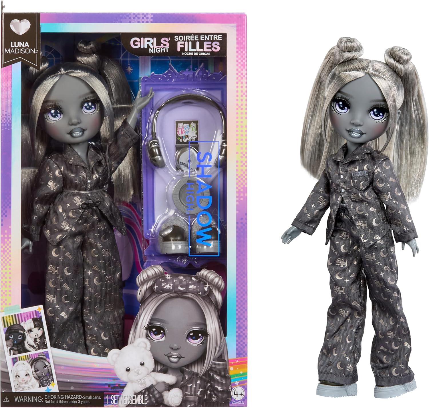 Thumbnail 6 de Rainbow High Shadow High Luna Madison (28 cm) – Modepuppe im grauen Metallic-Look mit Tasche