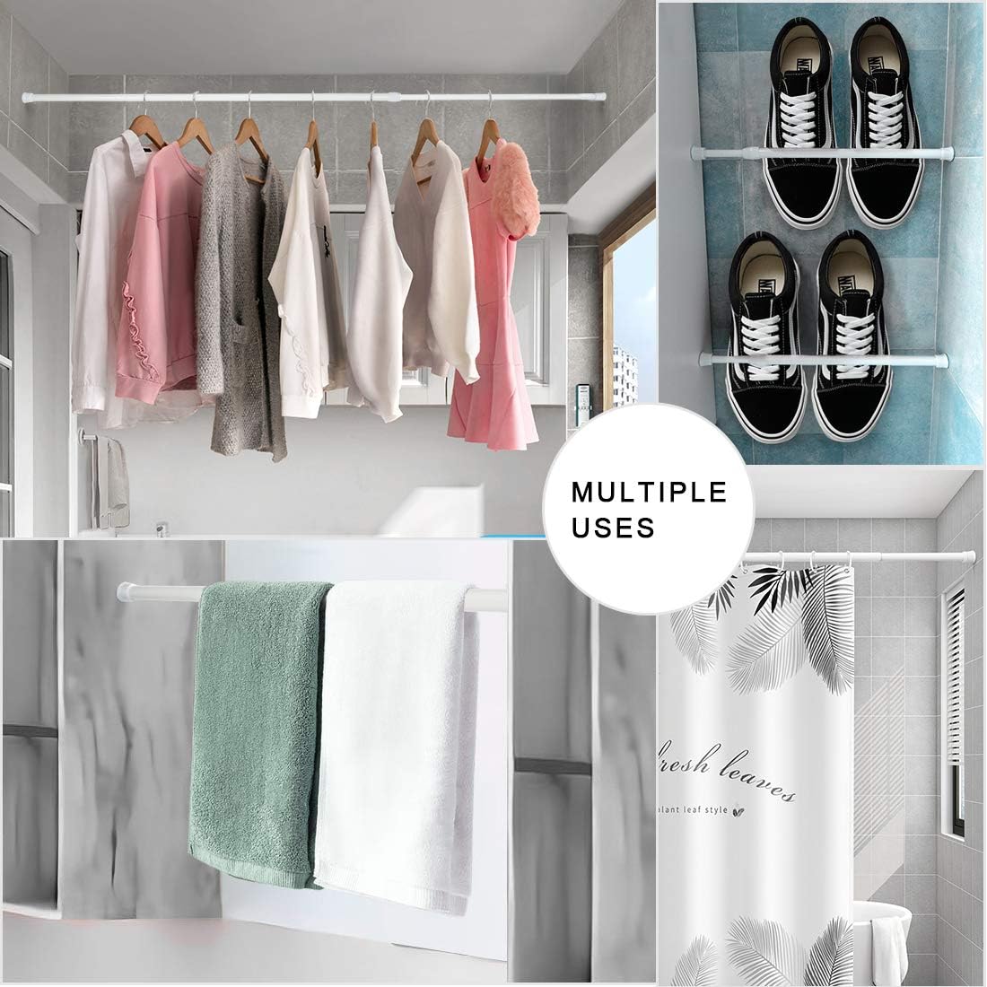 Thumbnail 6 de Goowin Spannstange (6er-Set) verstellbar 70–120 cm, ohne Bohren – rostfreie Feder, weiß