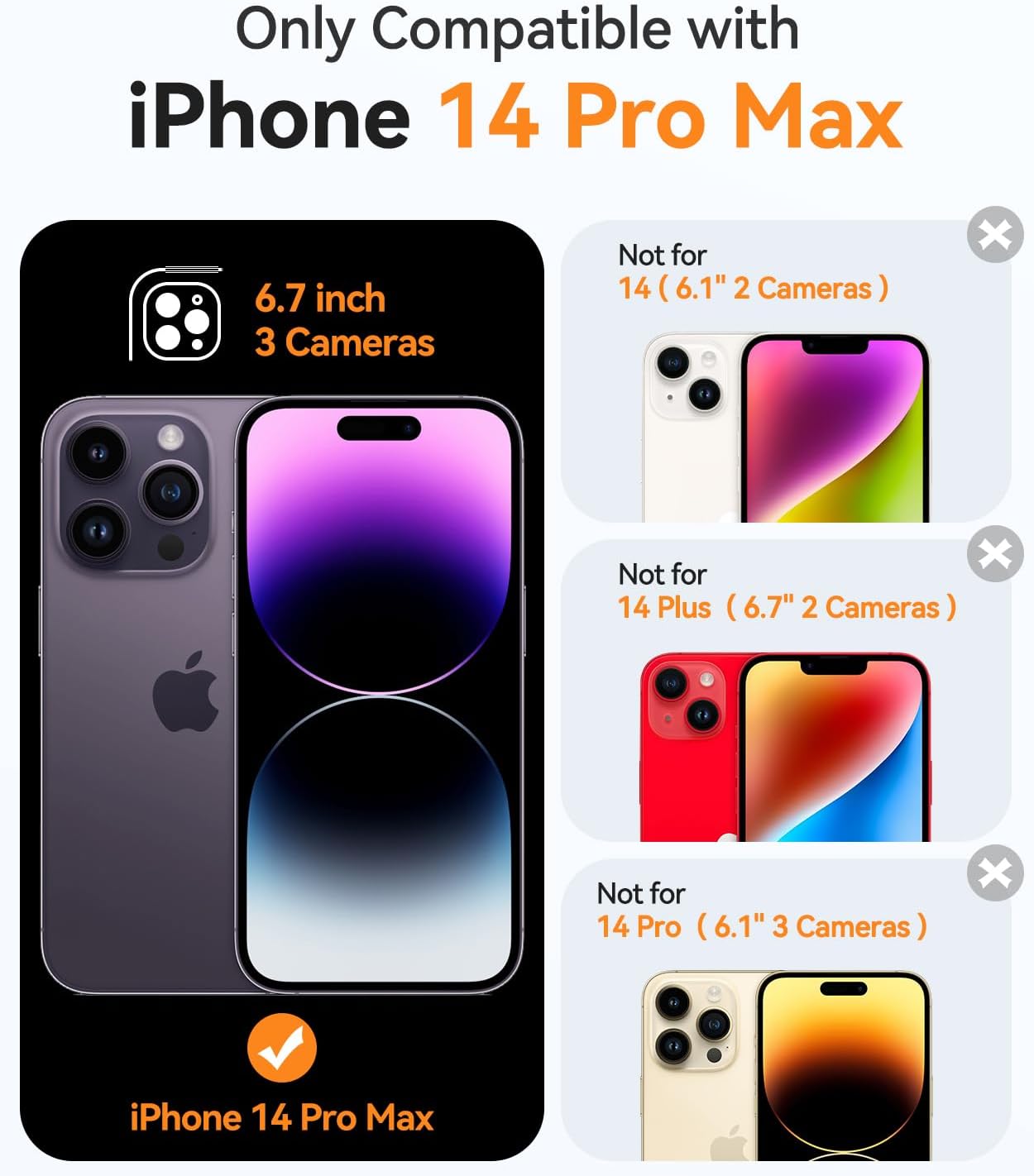 Thumbnail 1 de CANSHN Cover Magnetica per iPhone 14 Pro Max 6,7” — Protezione completa fotocamera, trasparente, antiurto e magnetica
