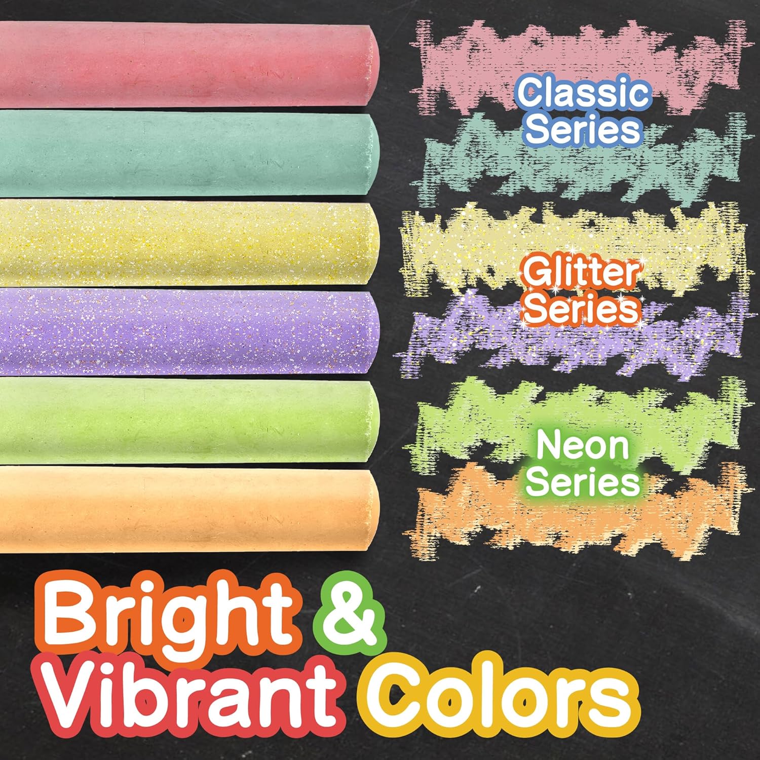 Detalle 2 de 160-Piece Jumbo Sidewalk Chalk Set for Kids (14 Colors, 10 Neon + 10 Glitter)