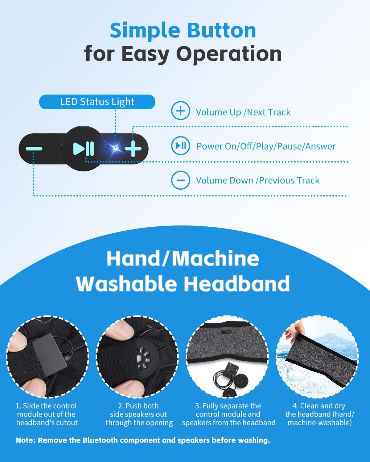 Thumbnail 6 de Veeniitosr Sleep Headphones Bluetooth 6.0 Headband 2-in-1 for Side Sleepers (Grey)