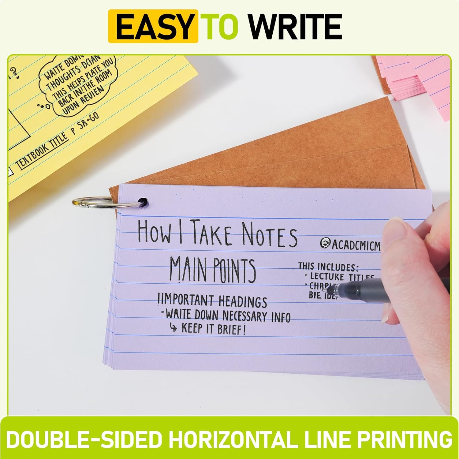 Detalle de Flash Card 300 Pcs Revision Cards with Multicolor Kraft Card and 6 Binder Rings
