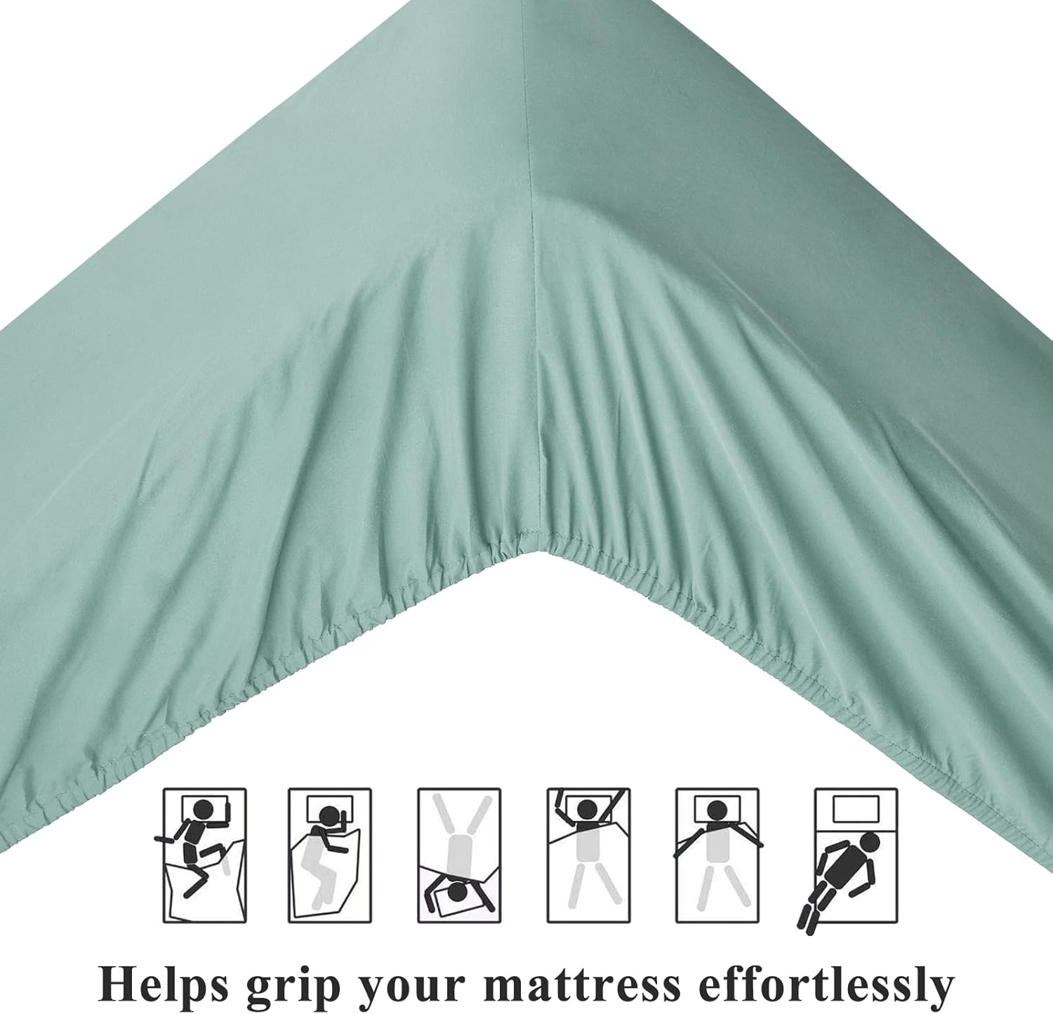 Thumbnail 5 de Aisbo Super King Fitted Sheet Sage Green (Extra Deep Pocket 16 inch / 40 cm) – Brushed Microfibre