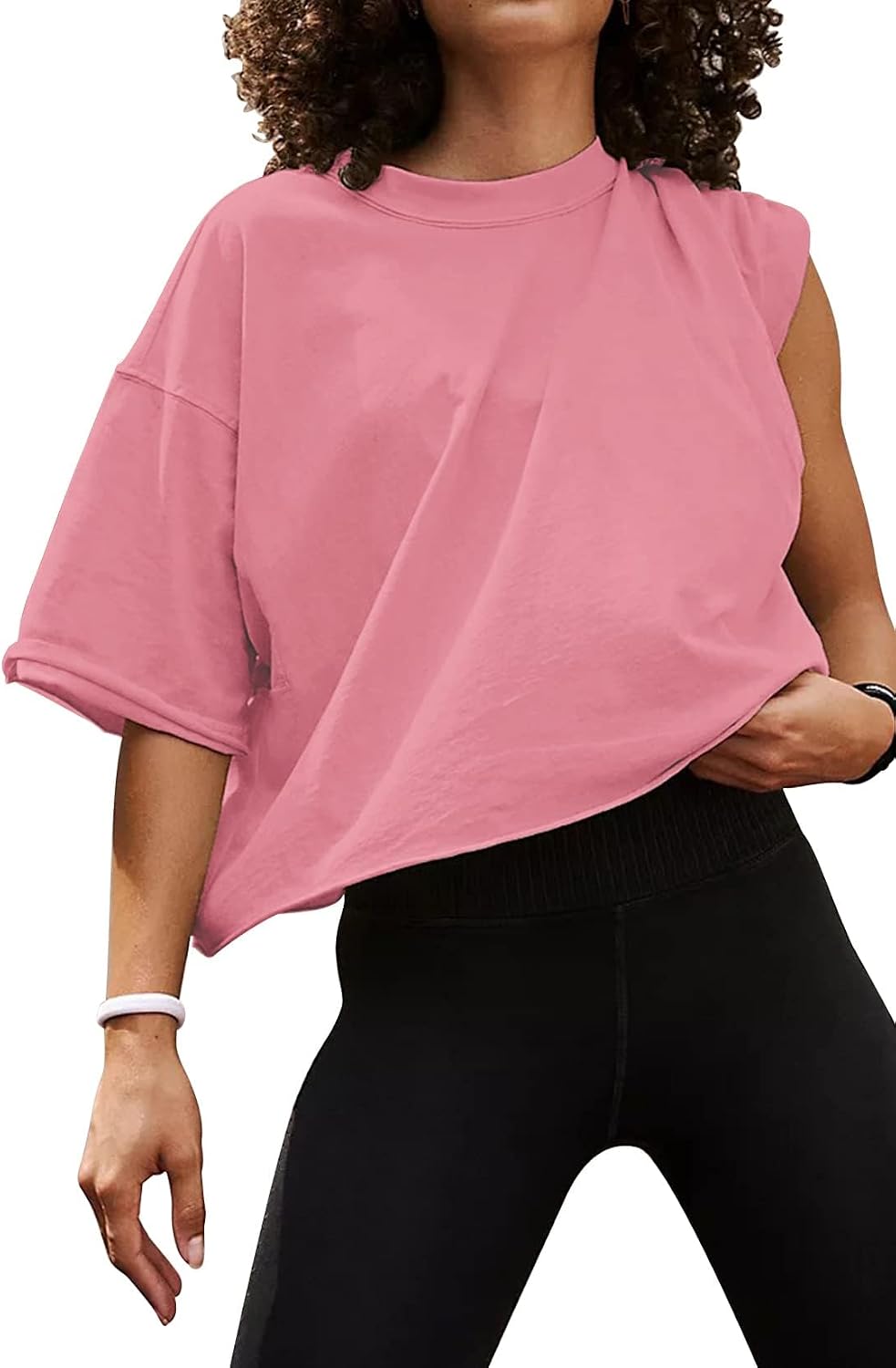 Thumbnail 6 de AirMood Oversize Workout Crop T-Shirt Tops Oversized – Hoodie-kompatibles Basic-Teil für casual Looks